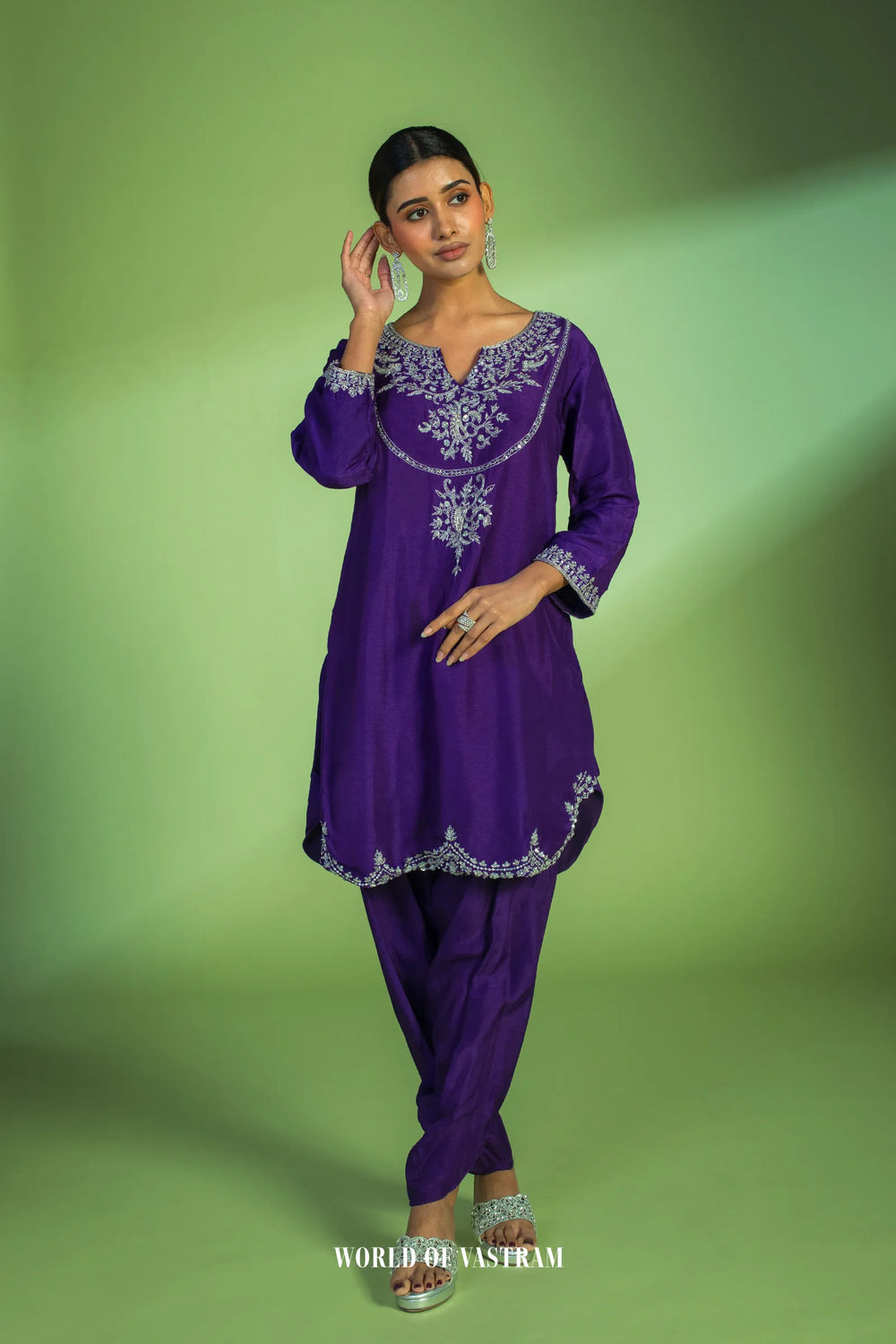 Purple & Red Dhoti Set
