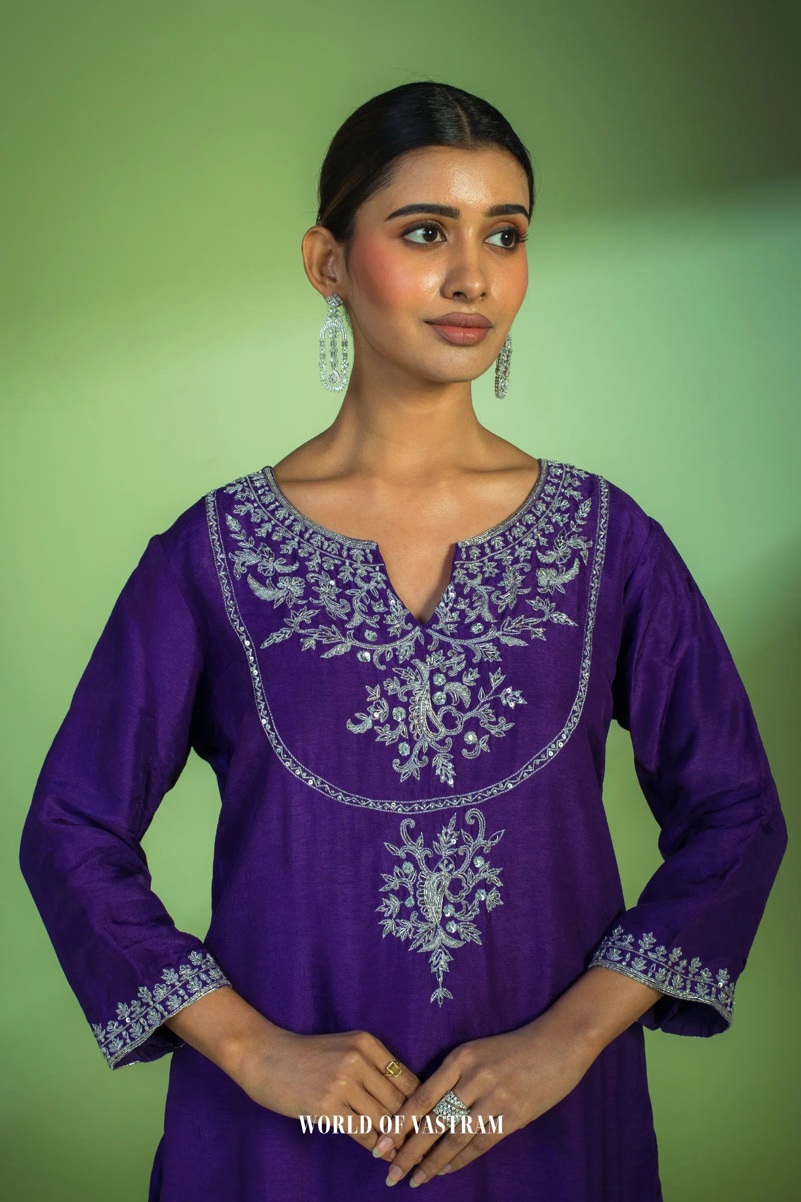 Purple & Red Dhoti Set