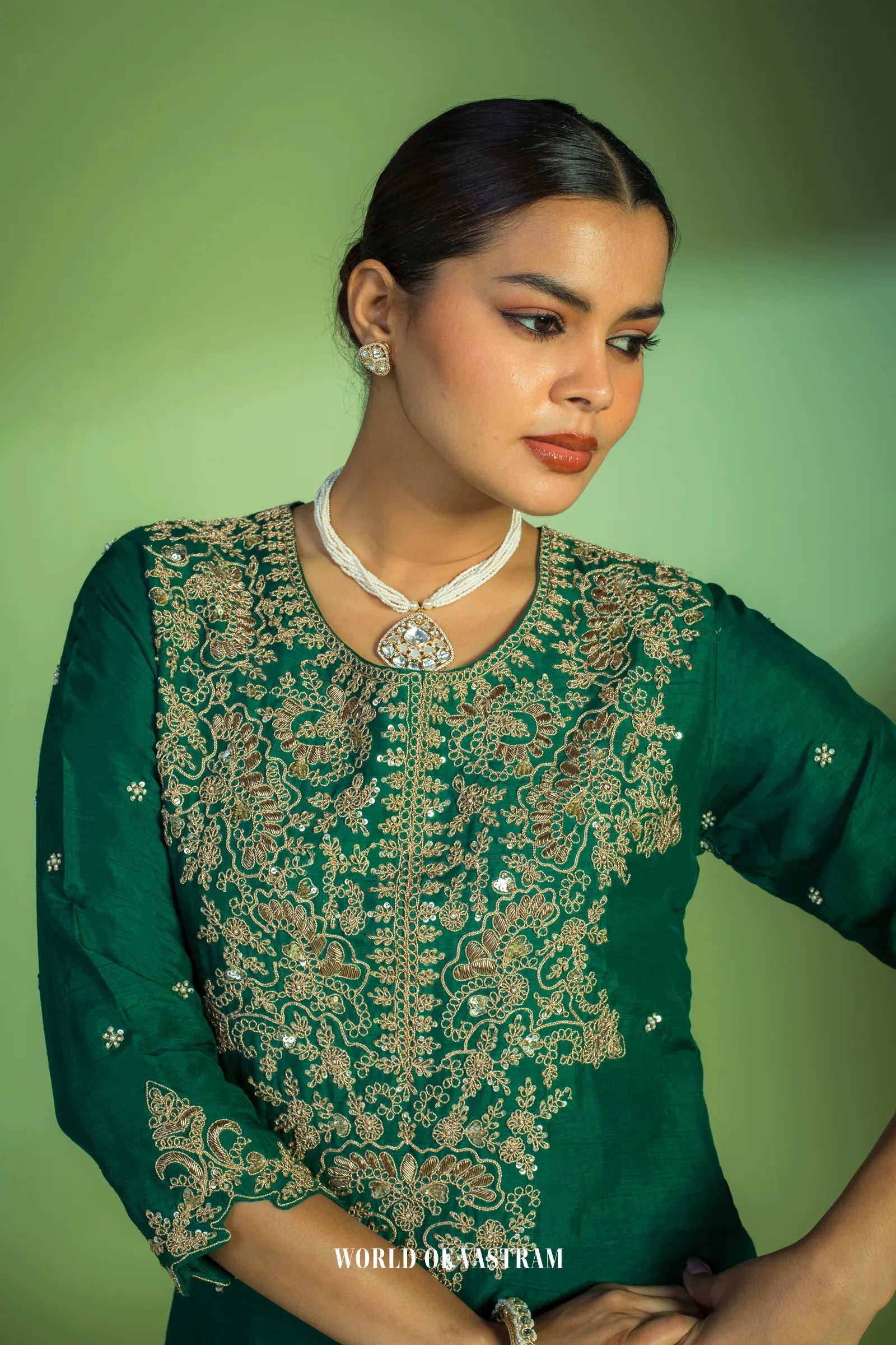 Green Anarkali Gown