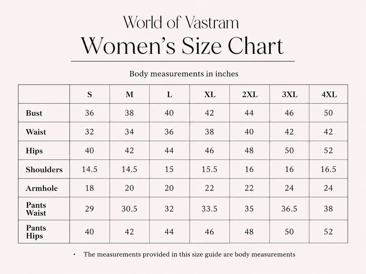 Size Chart Inches