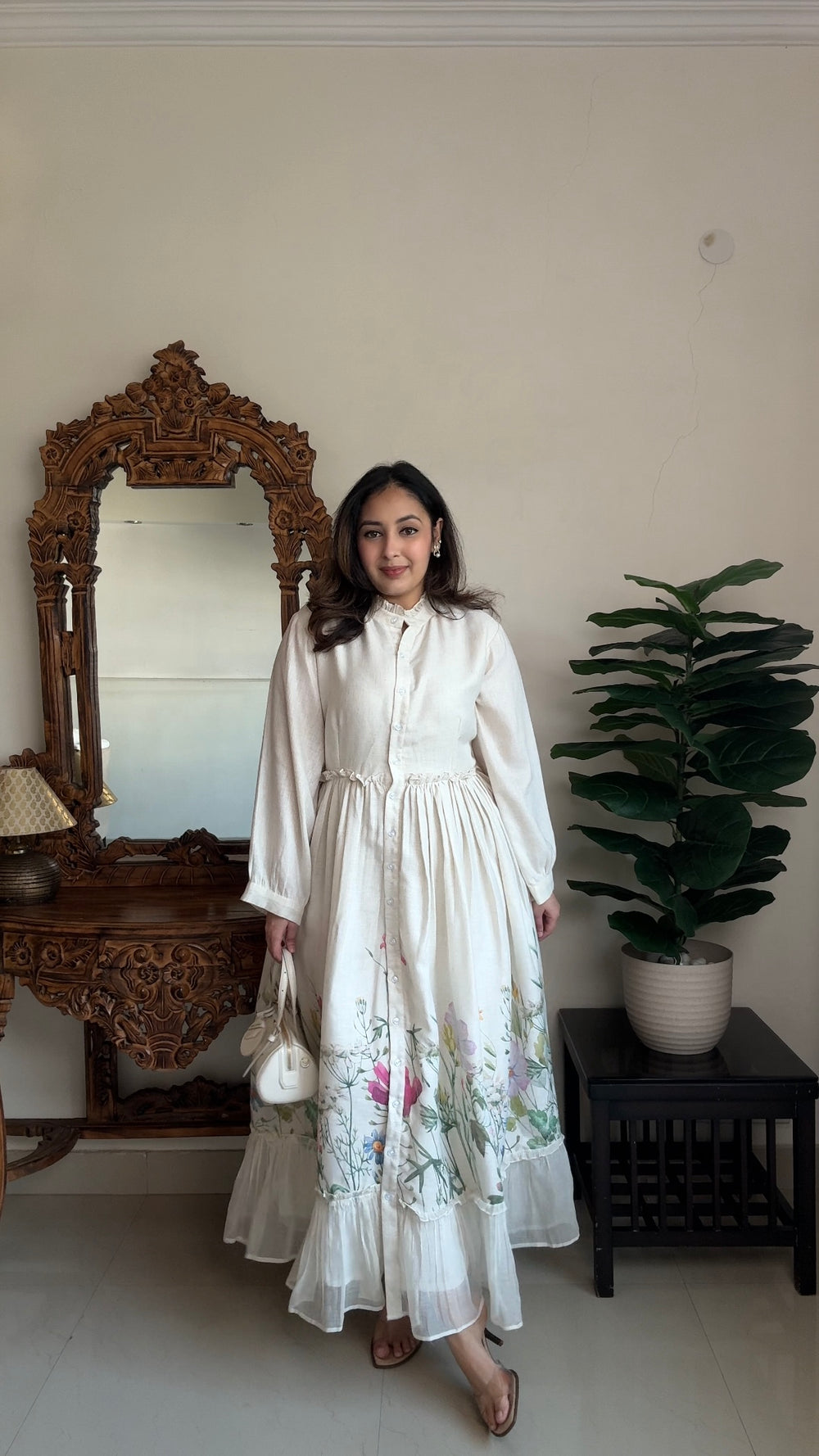 Shreya Sharma Wearing White blooming  Long dress