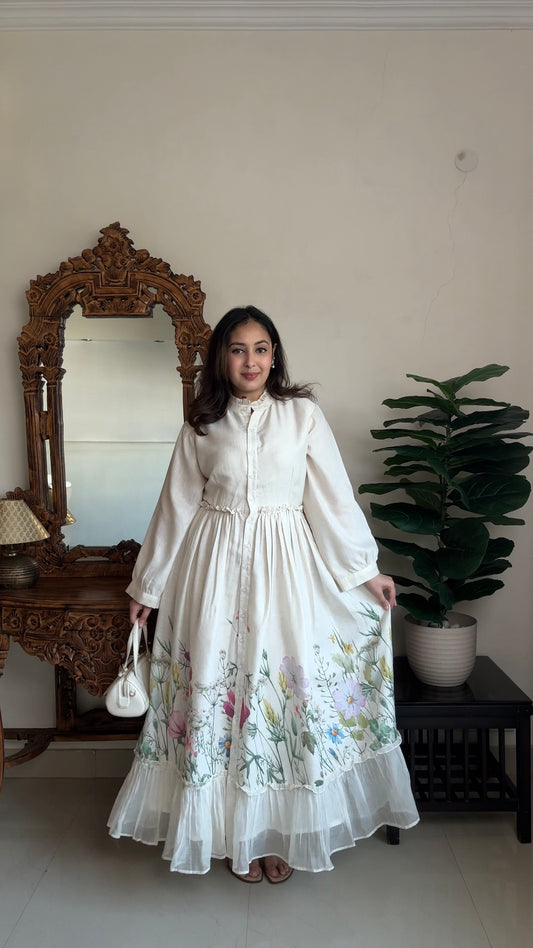 Shreya Sharma Wearing White blooming  Long dress