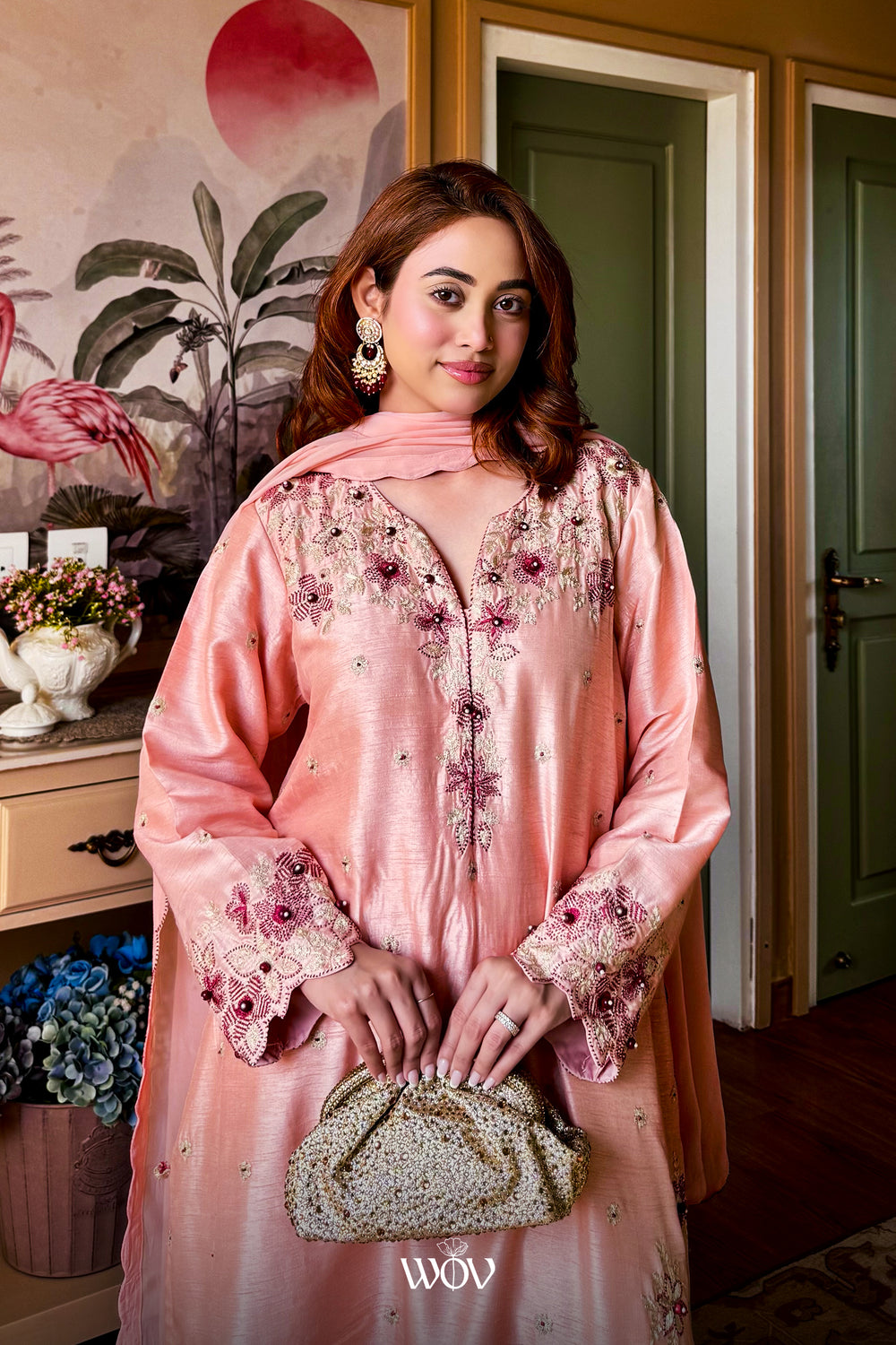 Ishita Sandhu Wearing Peach Kurta set