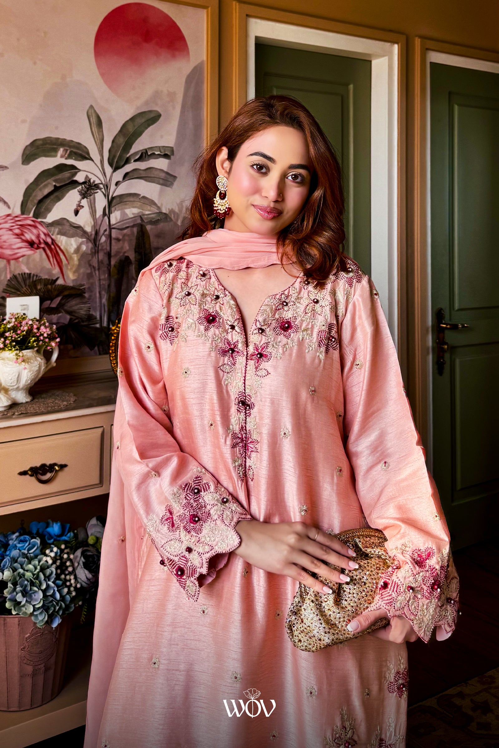 Ishita Sandhu Wearing Peach Kurta set