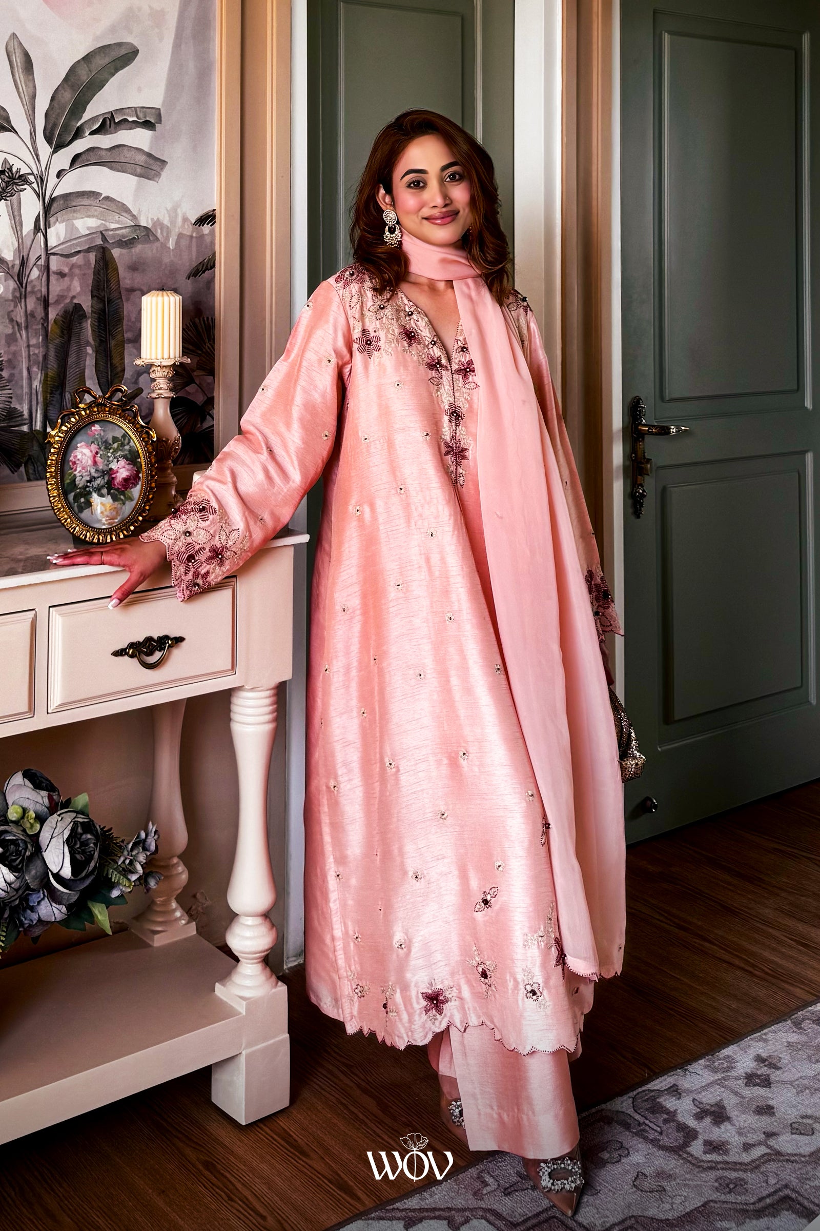 Ishita Sandhu Wearing Peach Kurta set