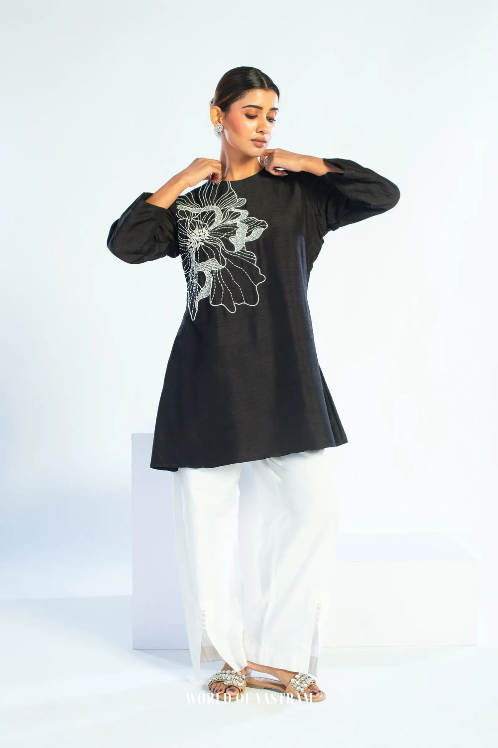 Elegant black Embroidered Top