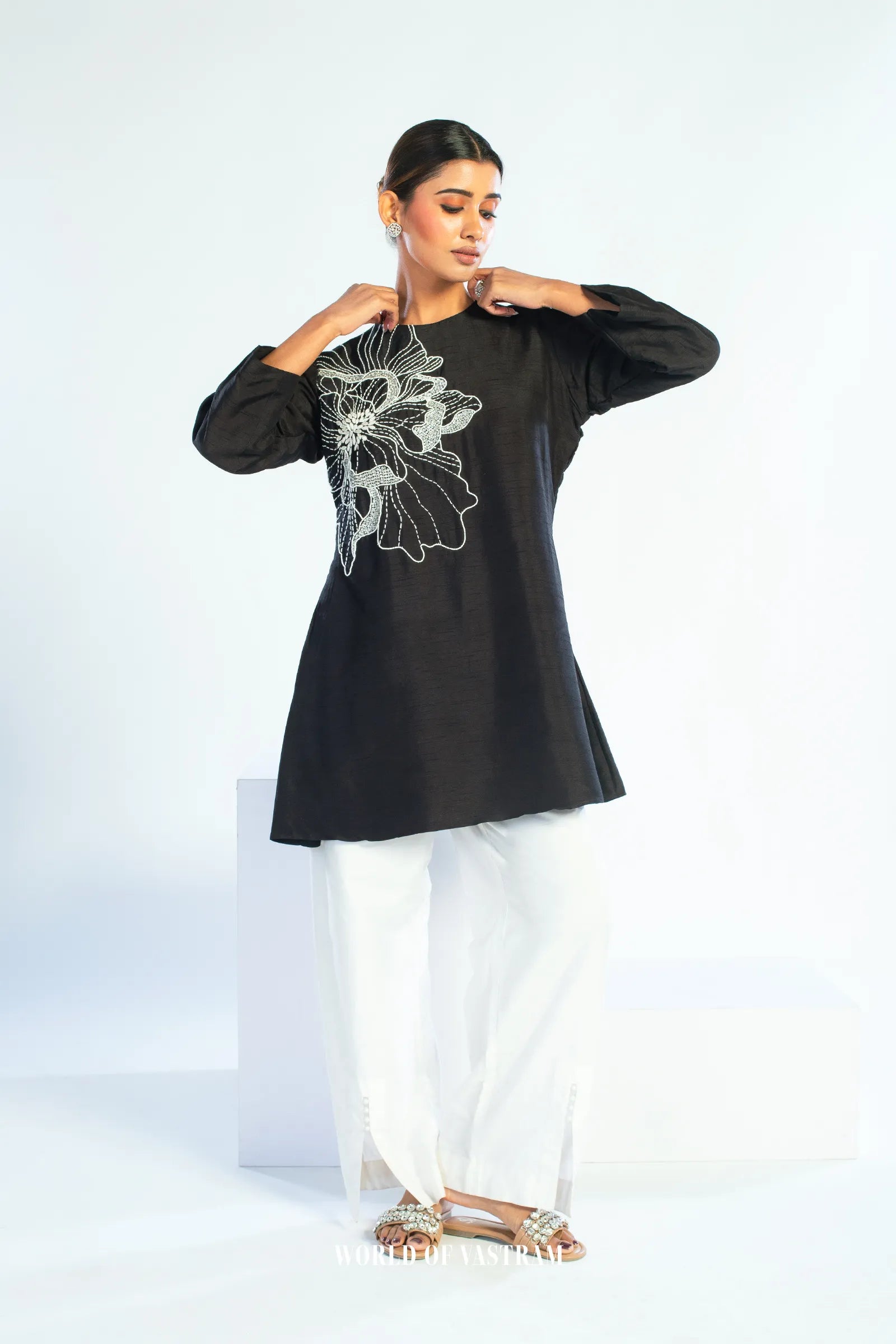 Elegant black Embroidered Top