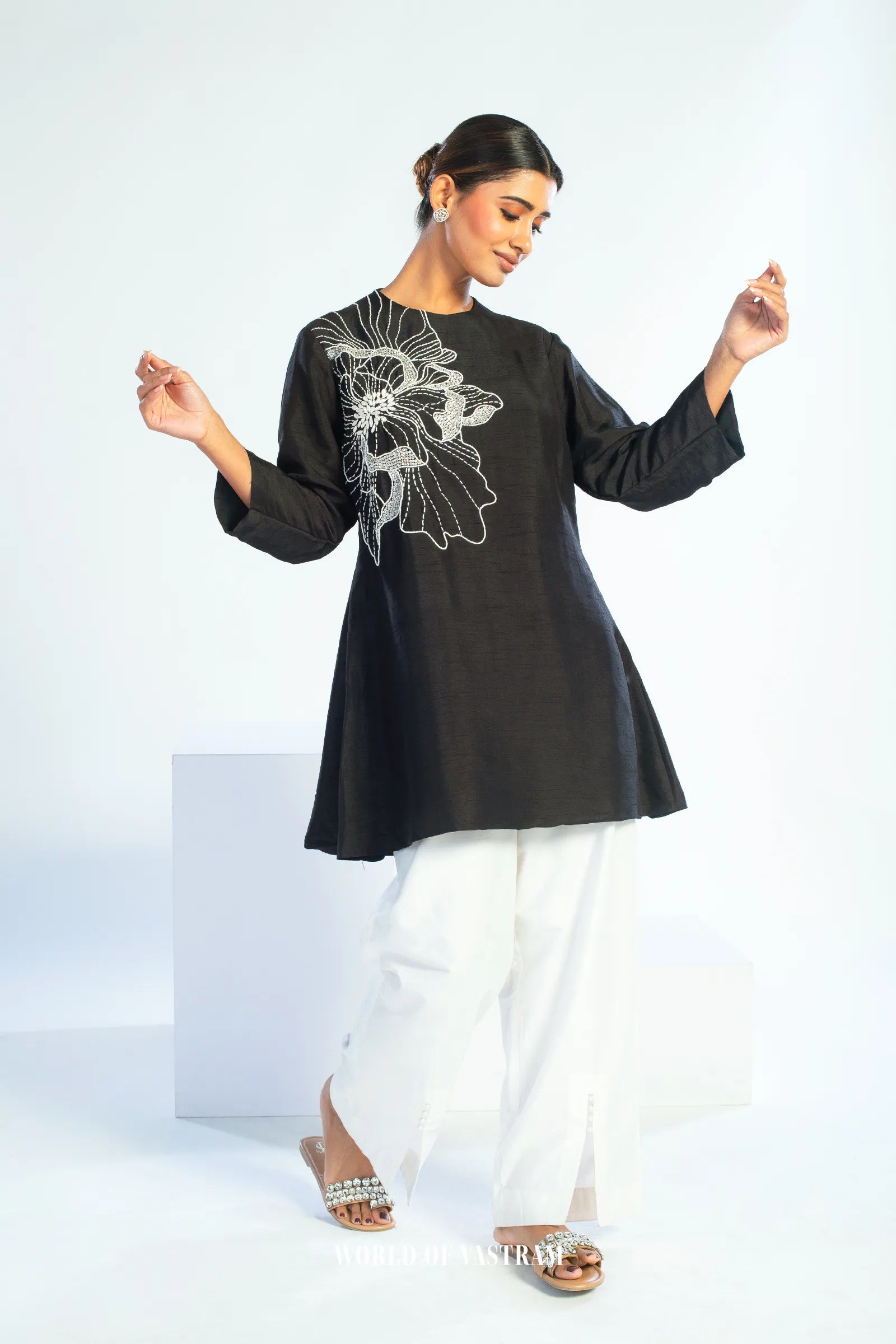 Elegant black Embroidered Top