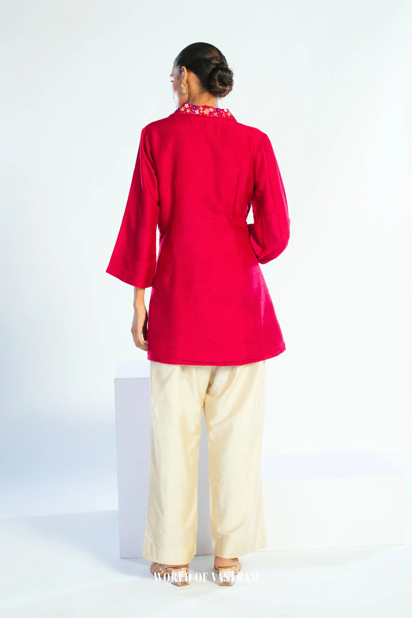 Ruby Gleam Pintuck Top
