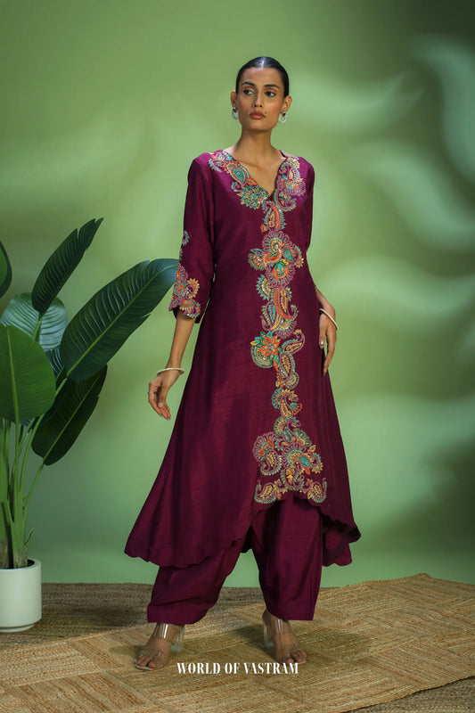 Wine multicolour suit set