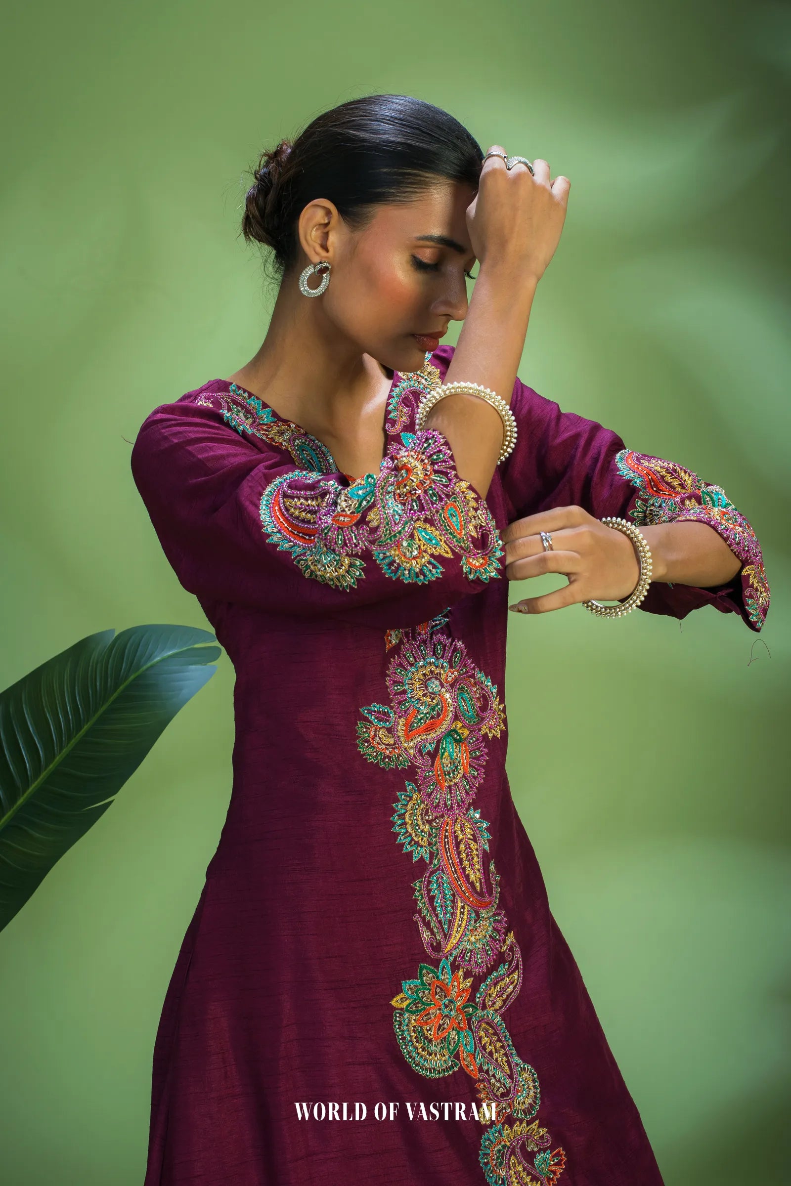Wine multicolour suit set