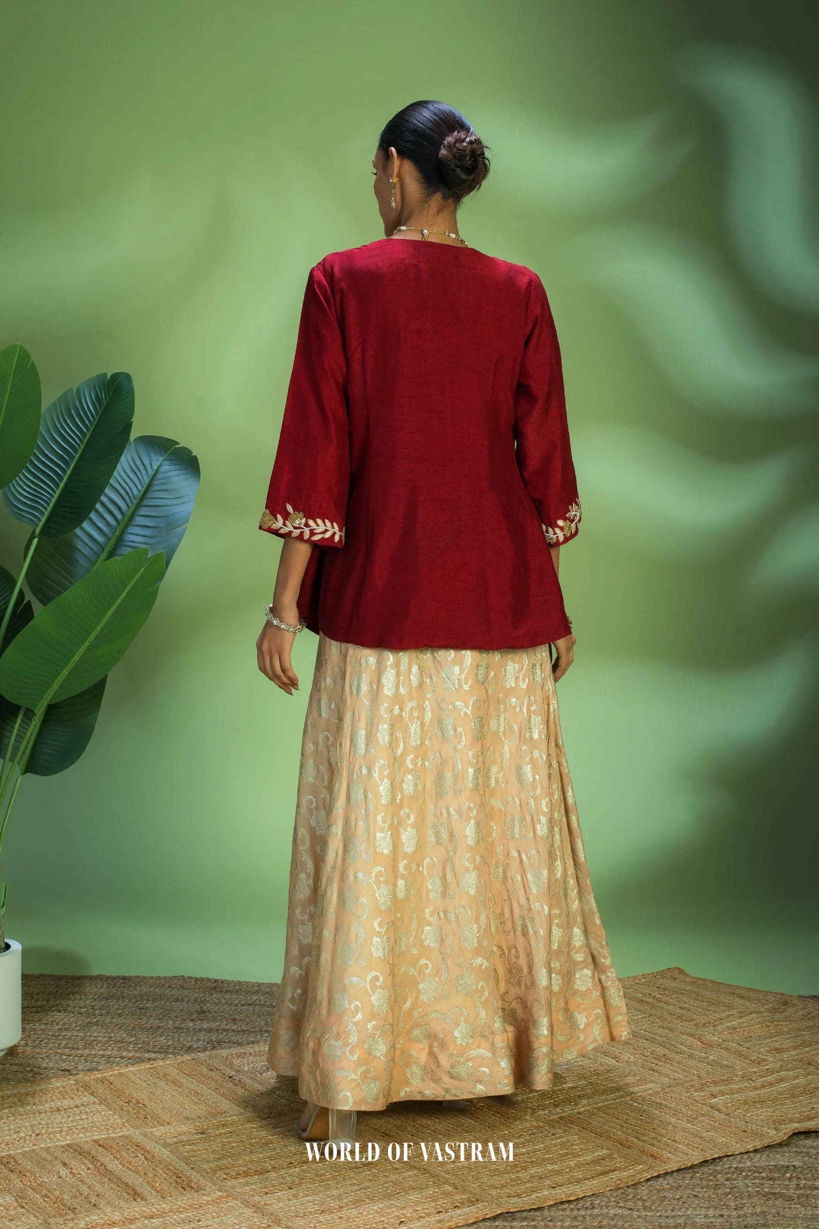 Ruby-red Lehenga Set