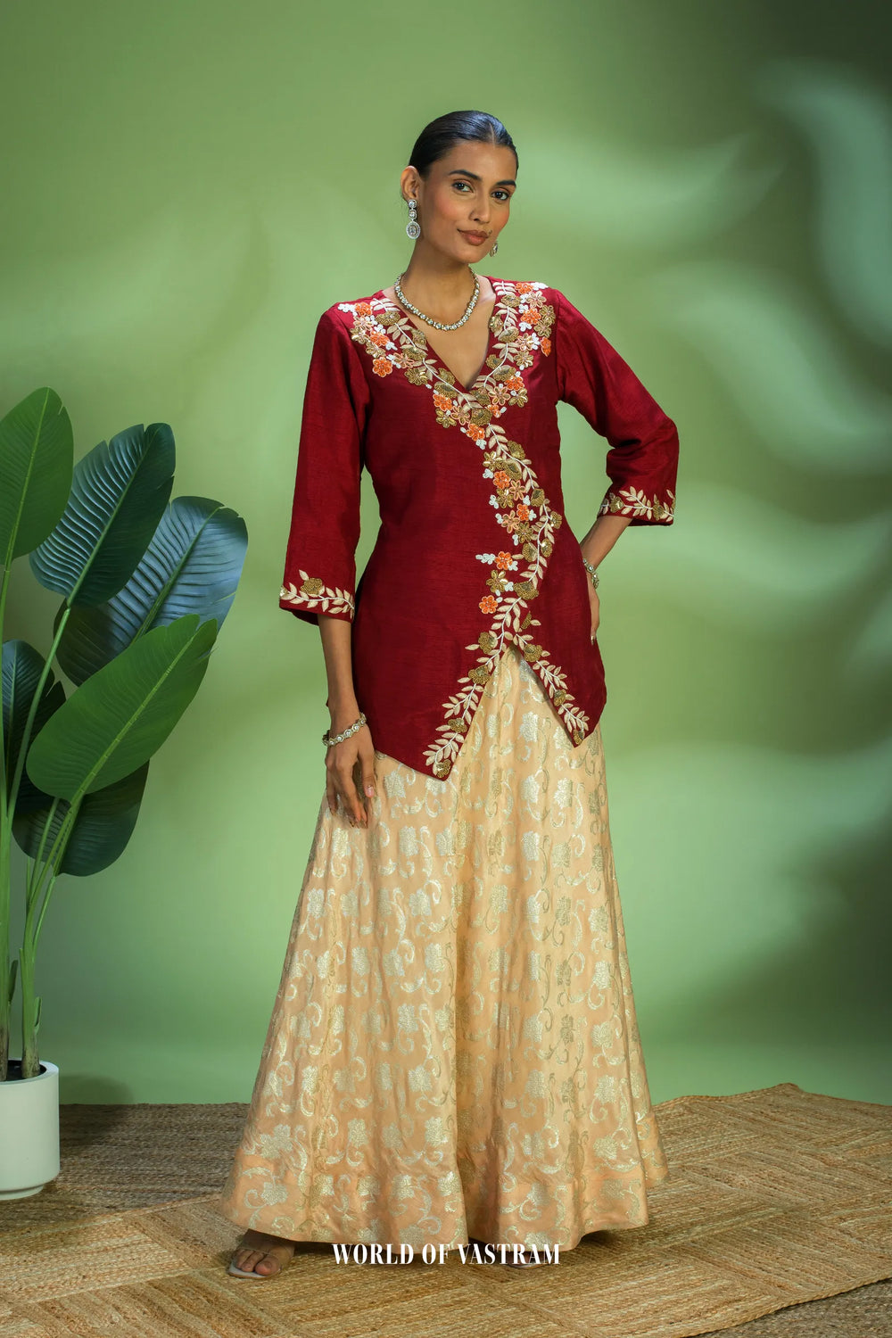Ruby-red Lehenga Set