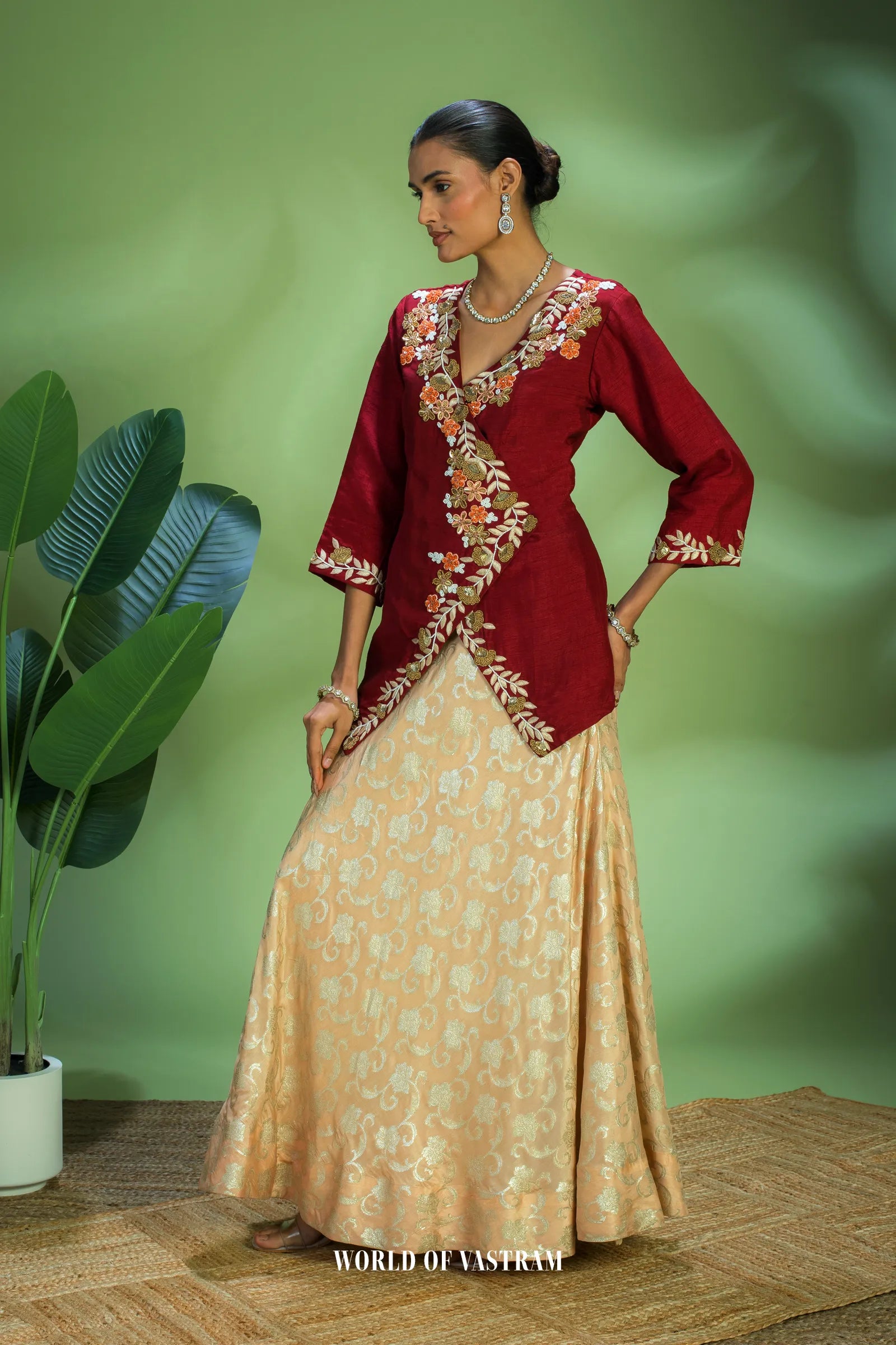 Ruby-red Lehenga Set
