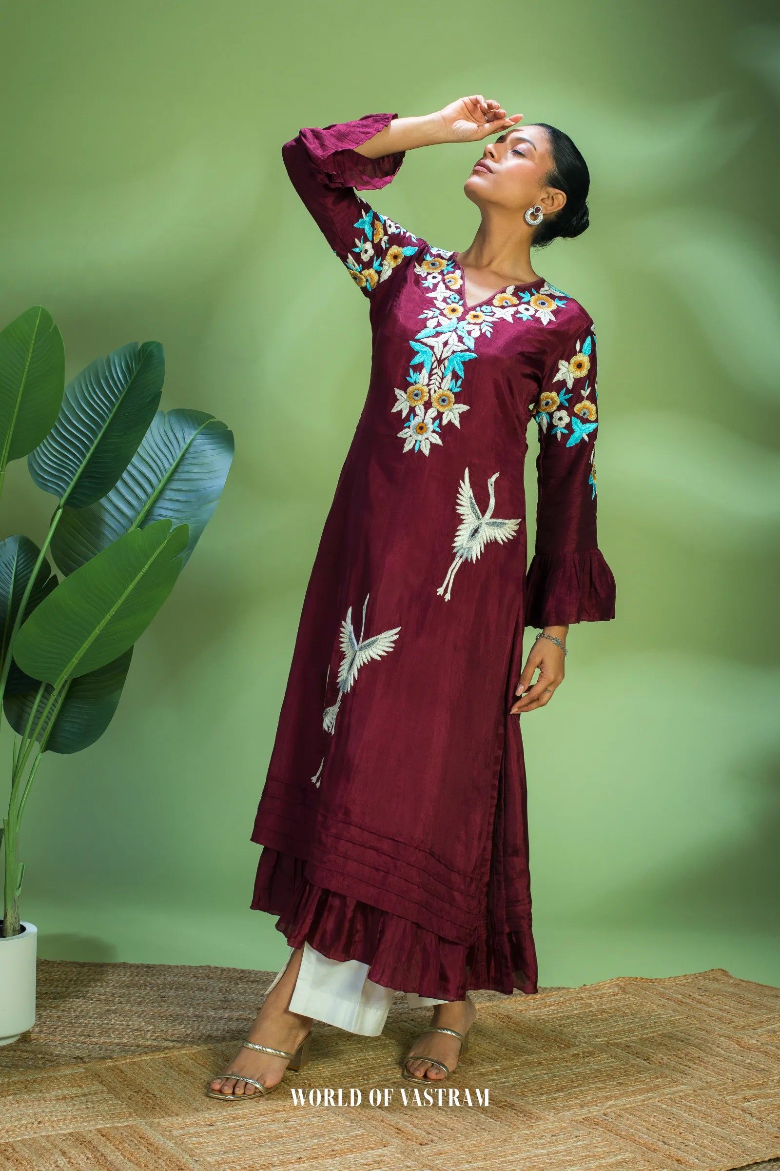 Crimson Embroidered Kurta Set
