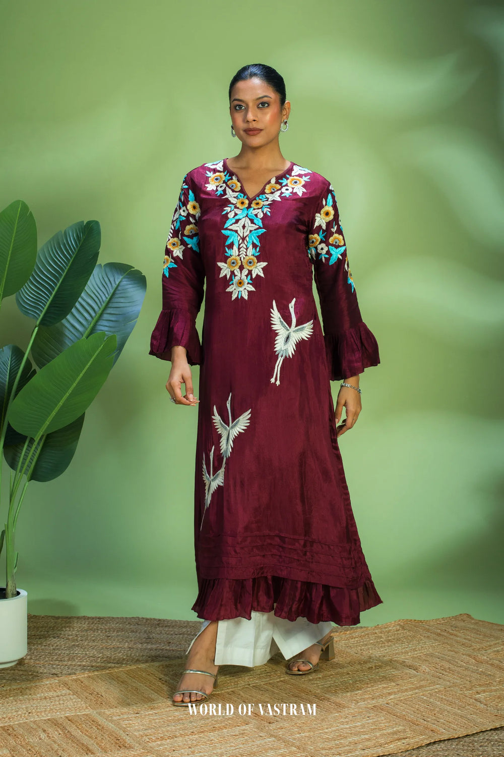 Crimson Embroidered Kurta Set