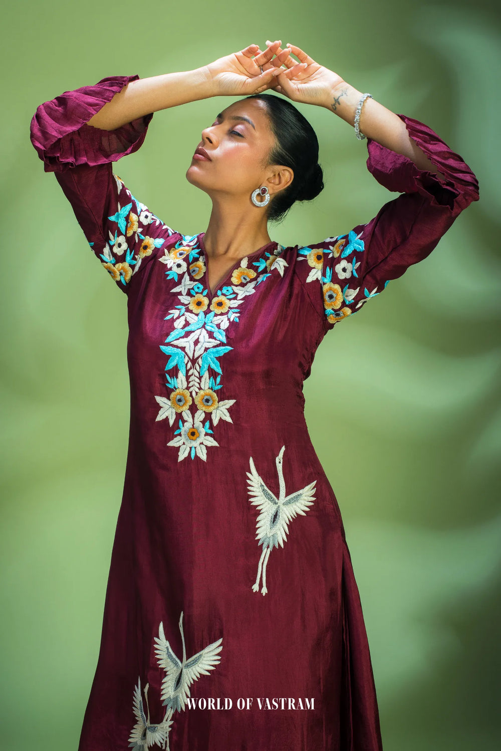Crimson Embroidered Kurta Set