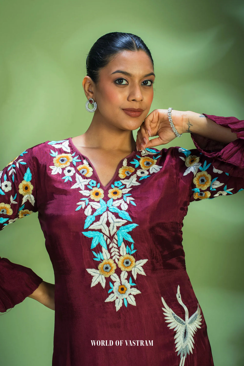 Crimson Embroidered Kurta Set