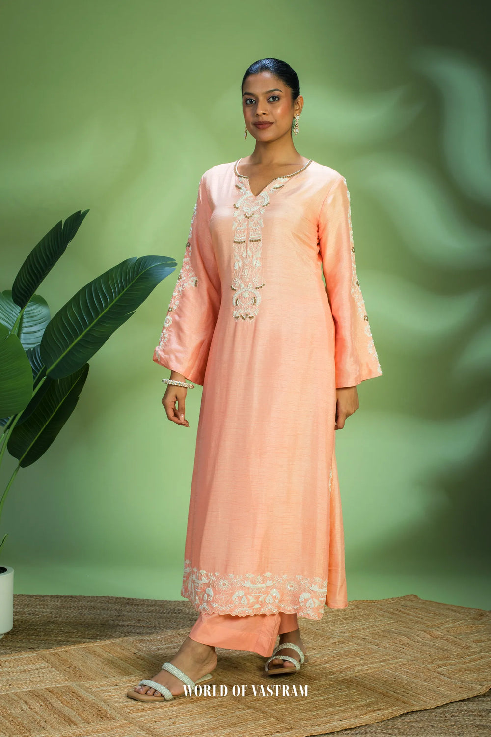 Peach Bloom Kurta Set