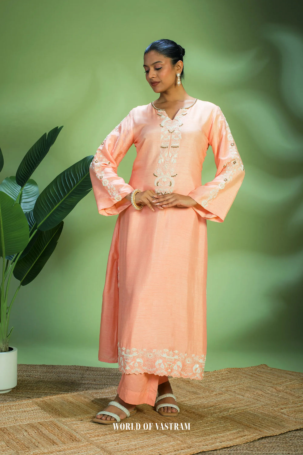Peach Bloom Kurta Set
