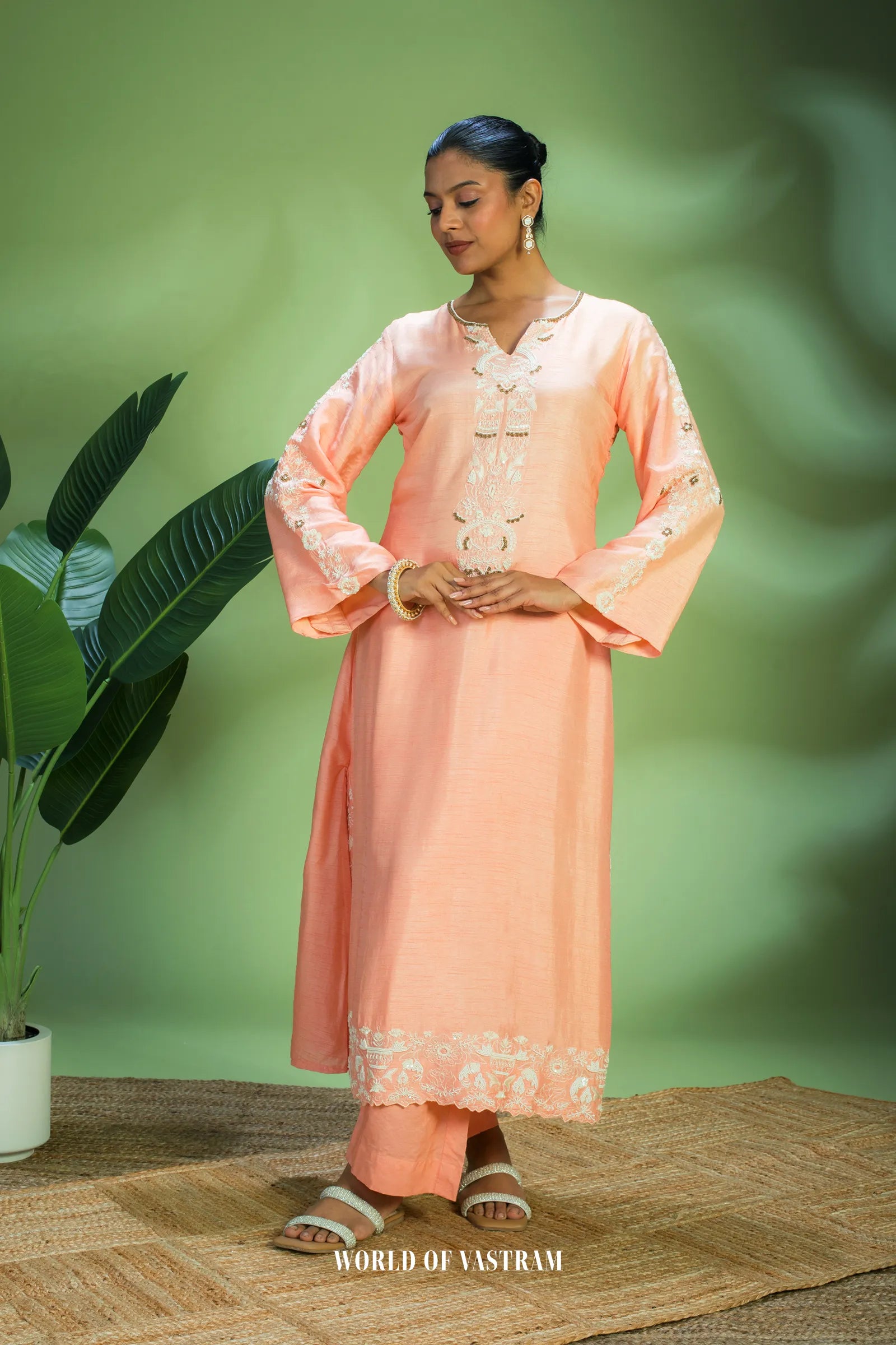 Peach Bloom Kurta Set