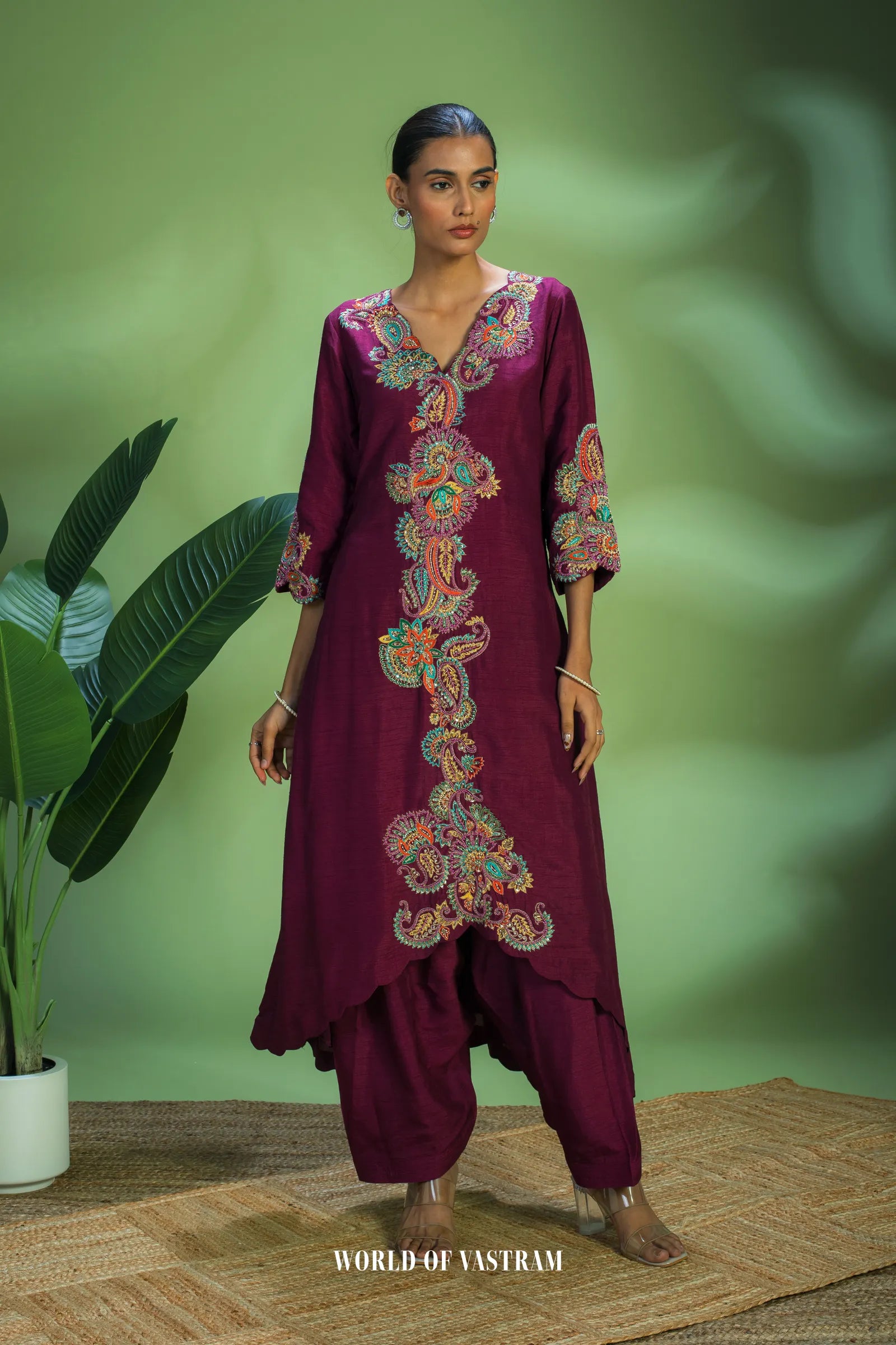 Wine multicolour suit set