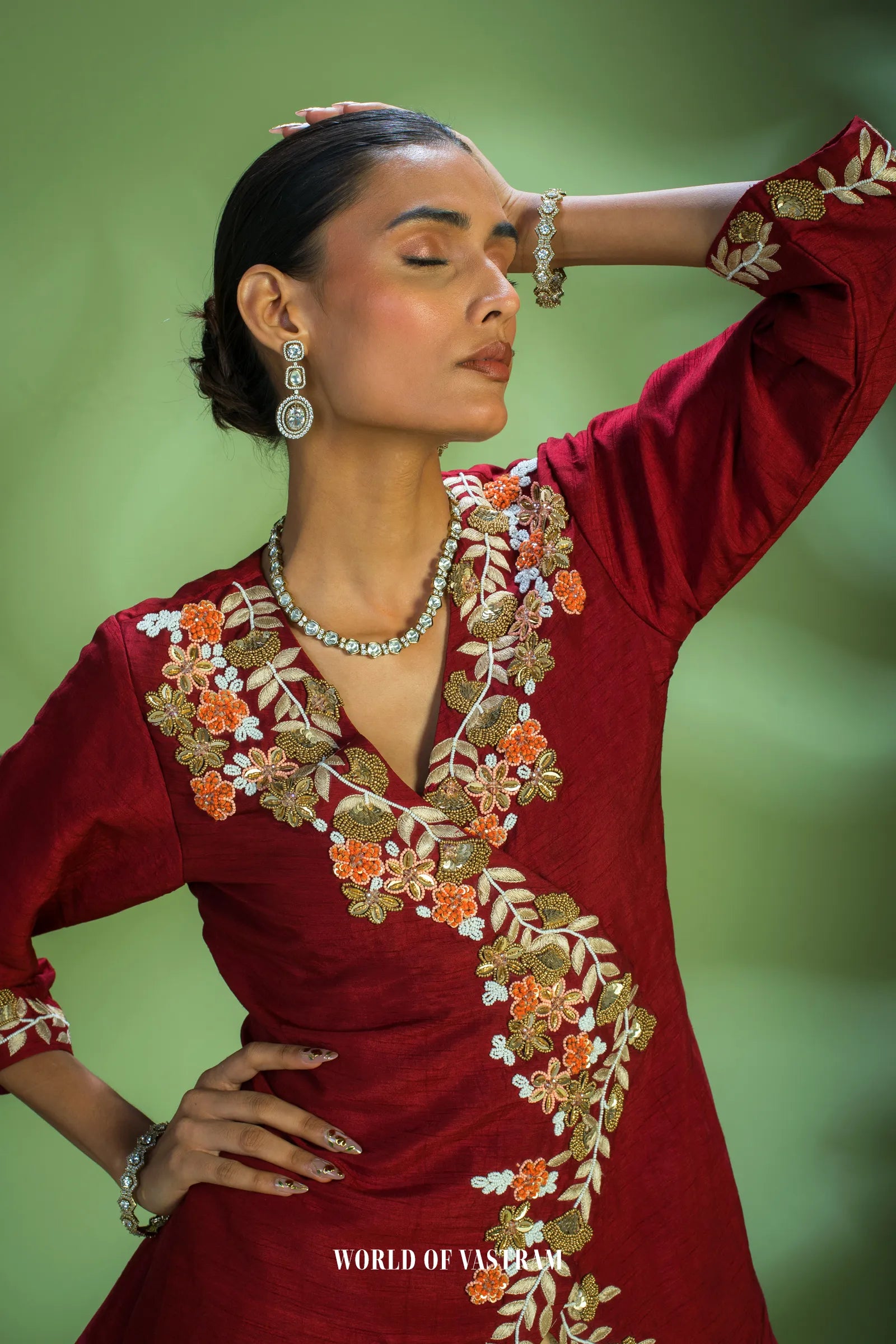 Ruby-red Lehenga Set