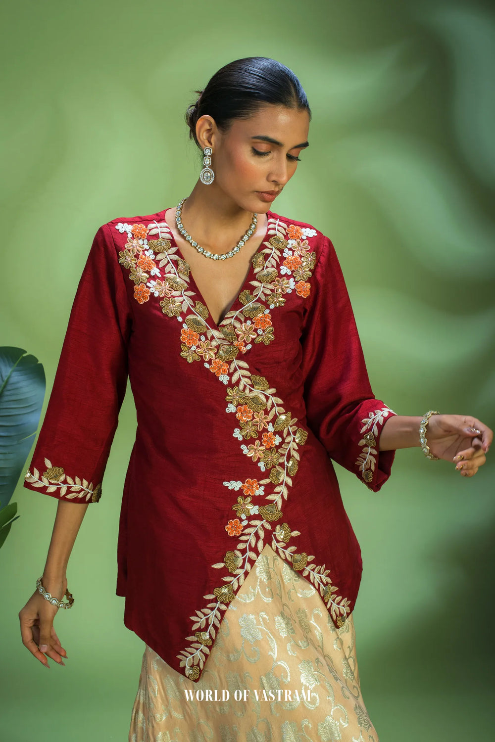 Ruby-red Lehenga Set