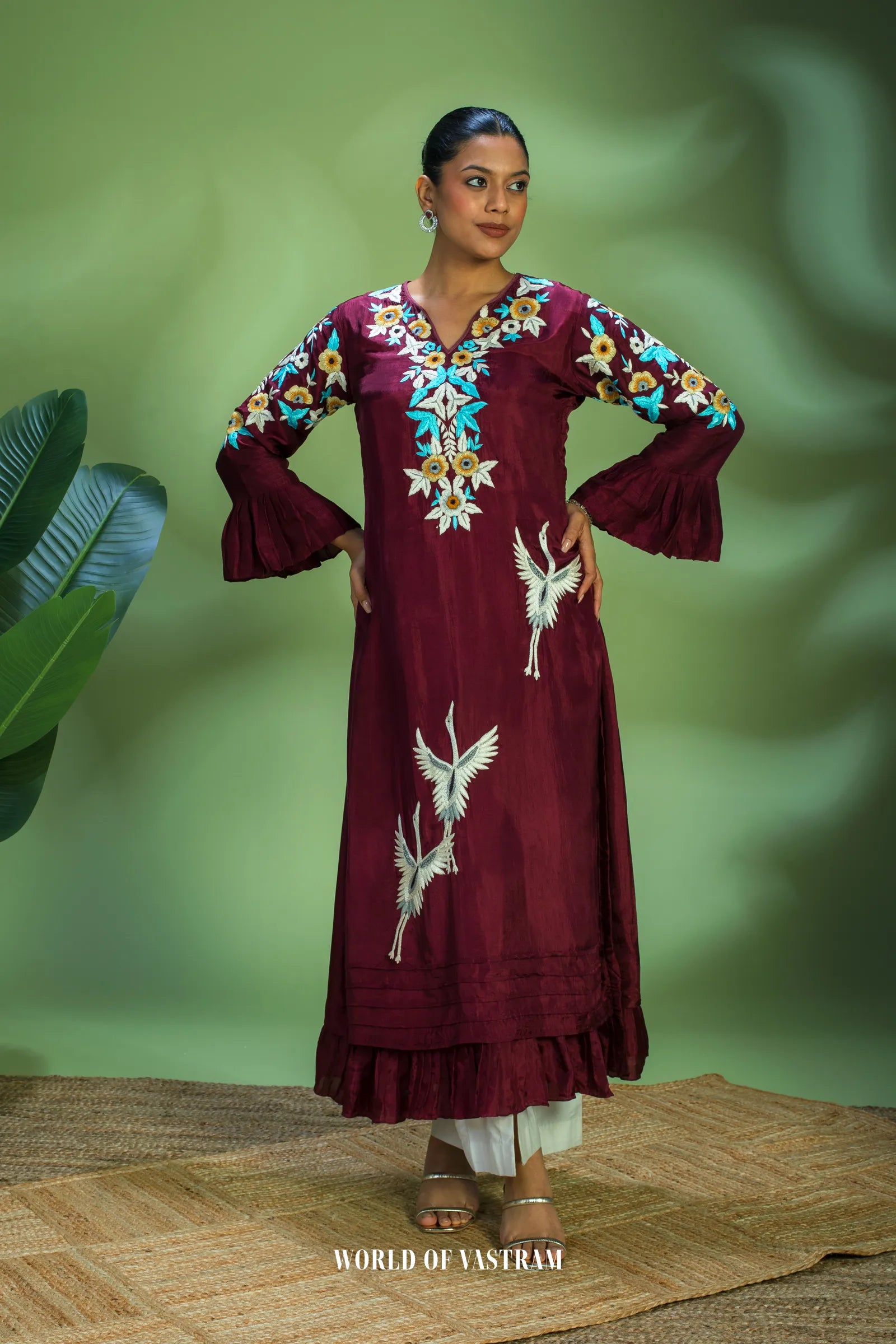 Crimson Embroidered Kurta Set