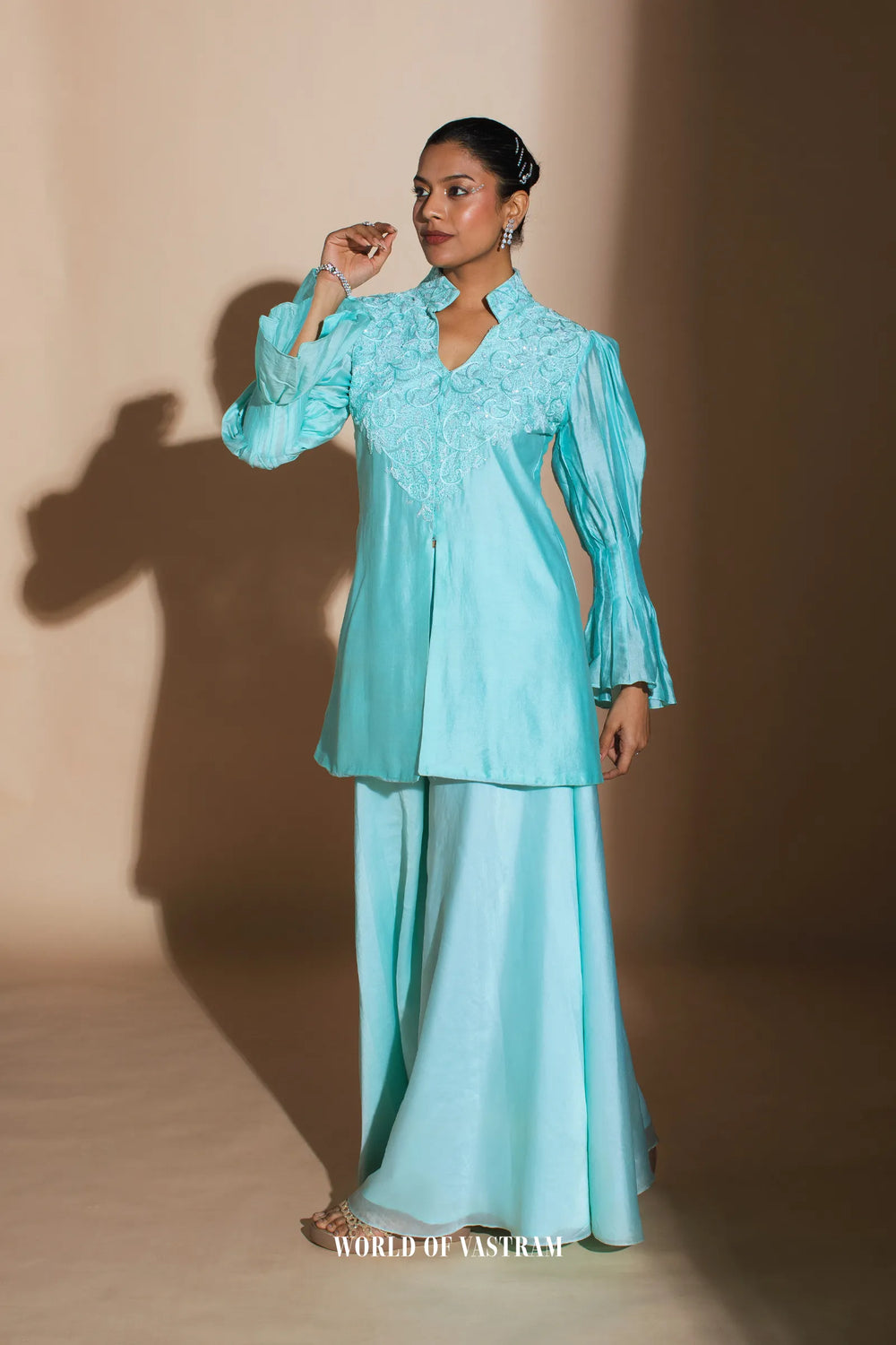 Aqua Blue Peplum set