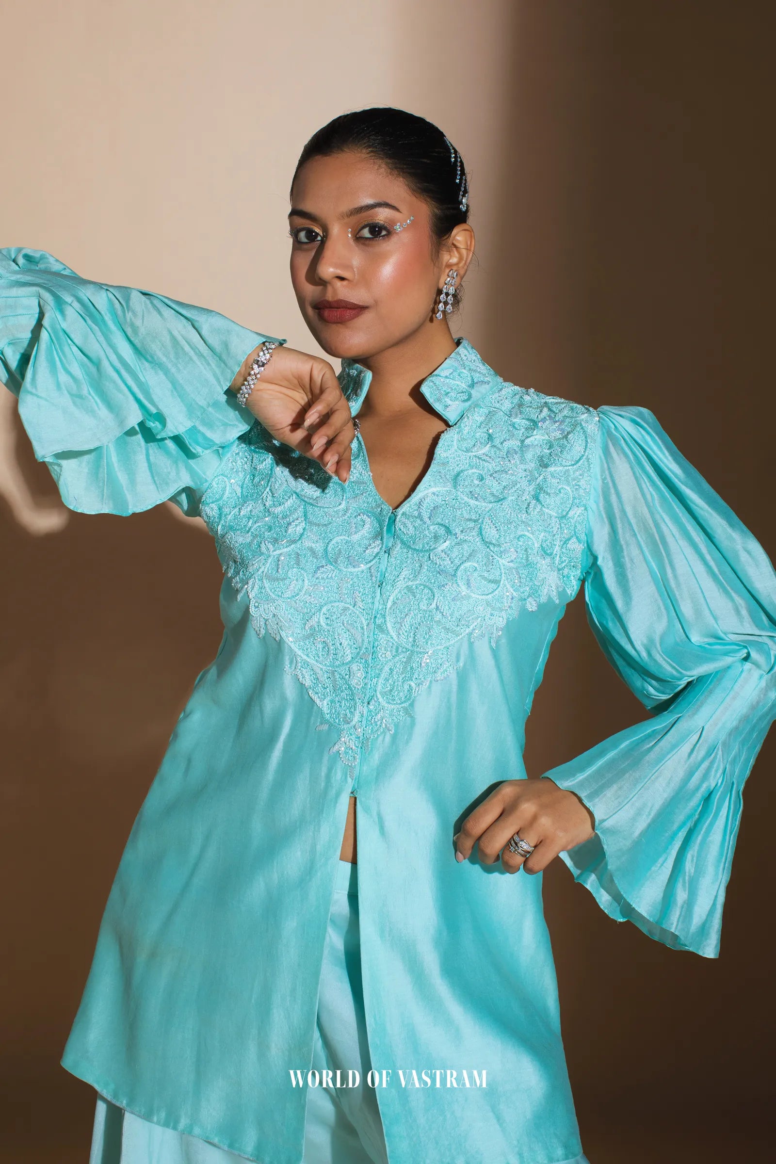 Aqua Blue Peplum set