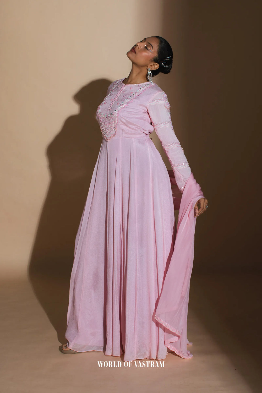 Bright Pink Embroidered Anarkali + Dupatta