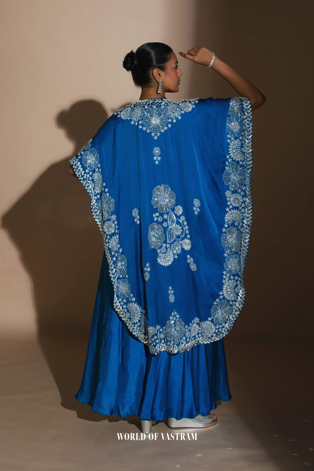 Royal blue upada silk and satin organza jacket