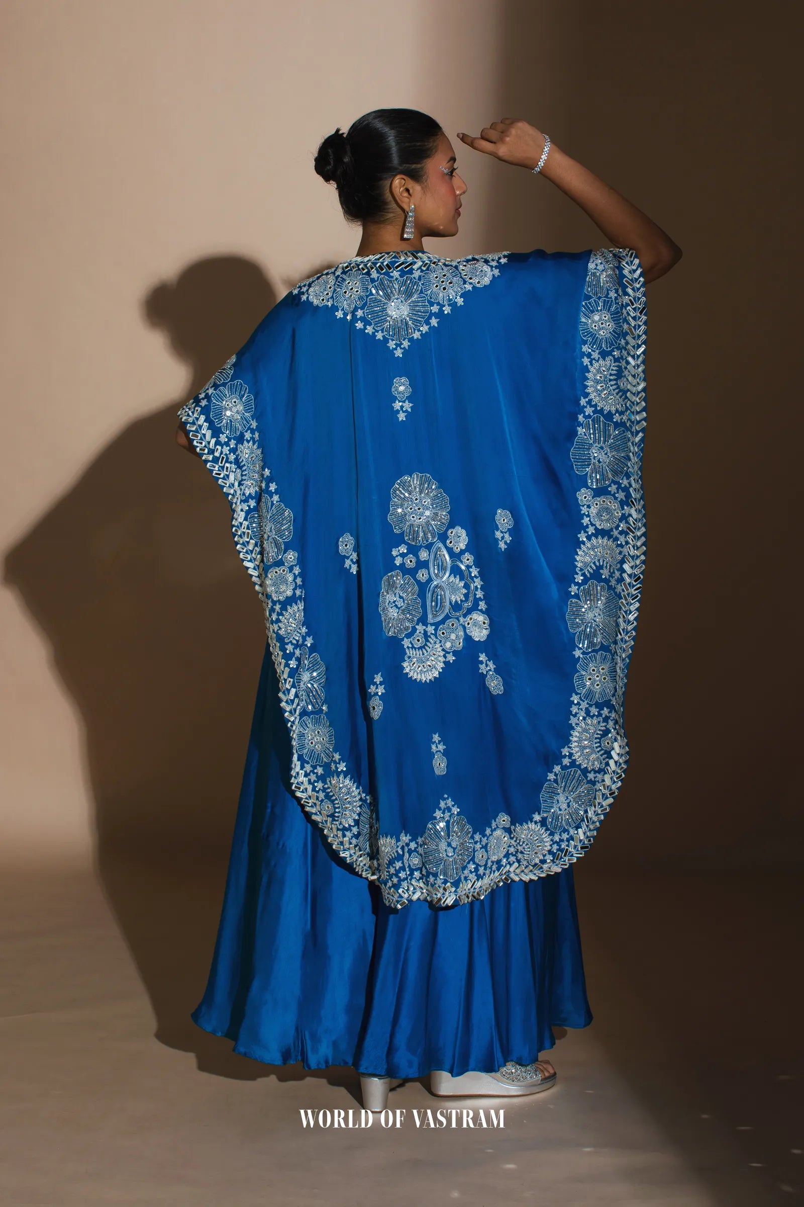 Royal blue upada silk and satin organza jacket