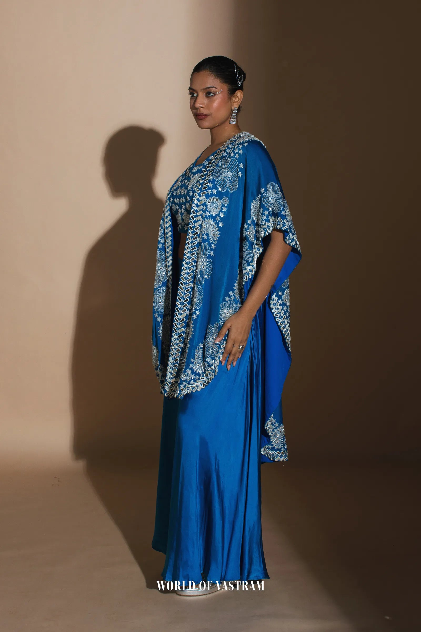 Royal blue upada silk and satin organza jacket
