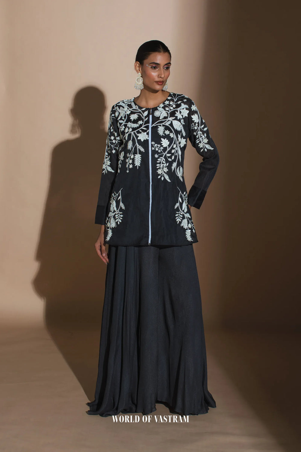 charcoal black zip top and pant set