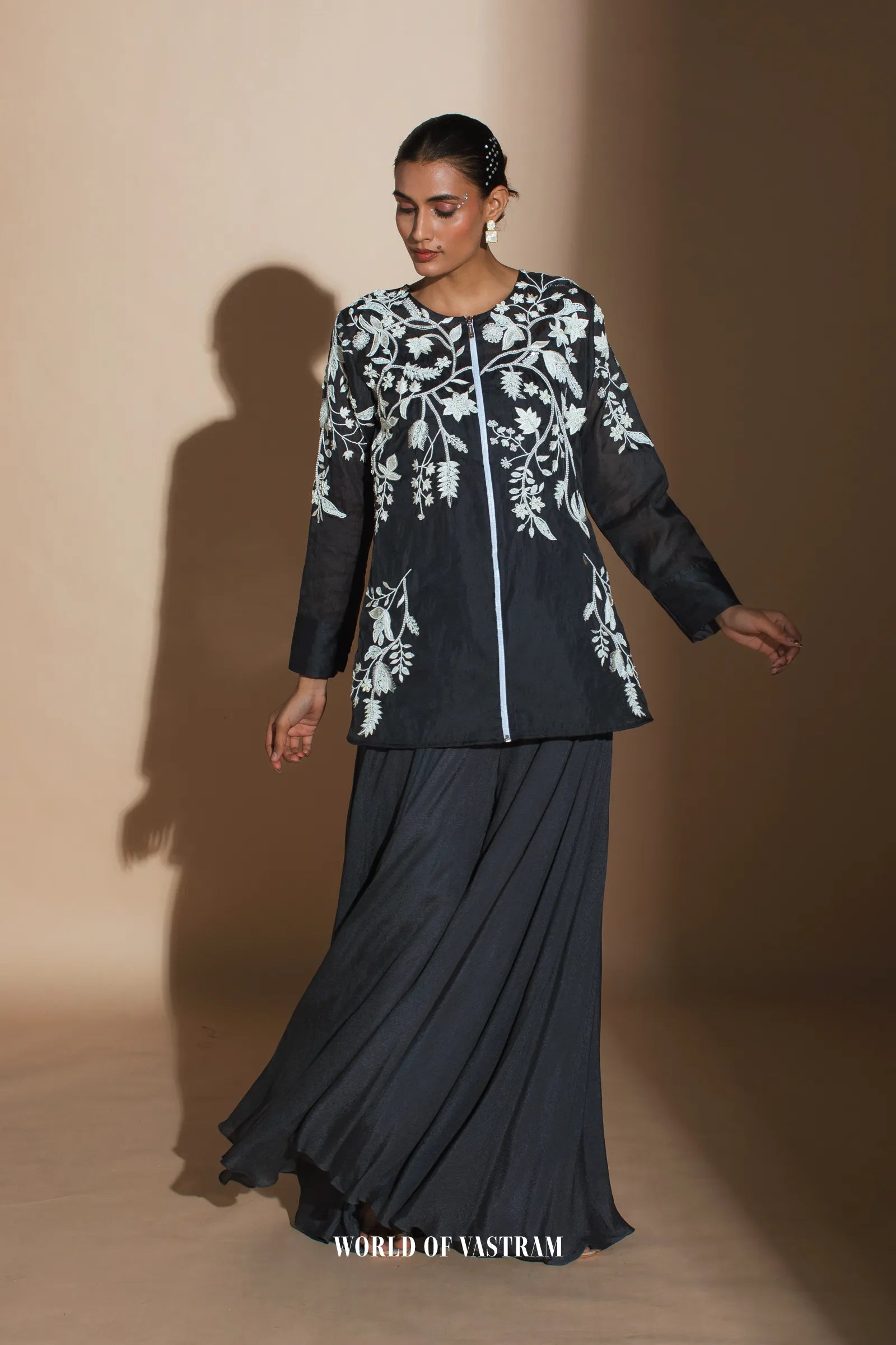 charcoal black zip top and pant set