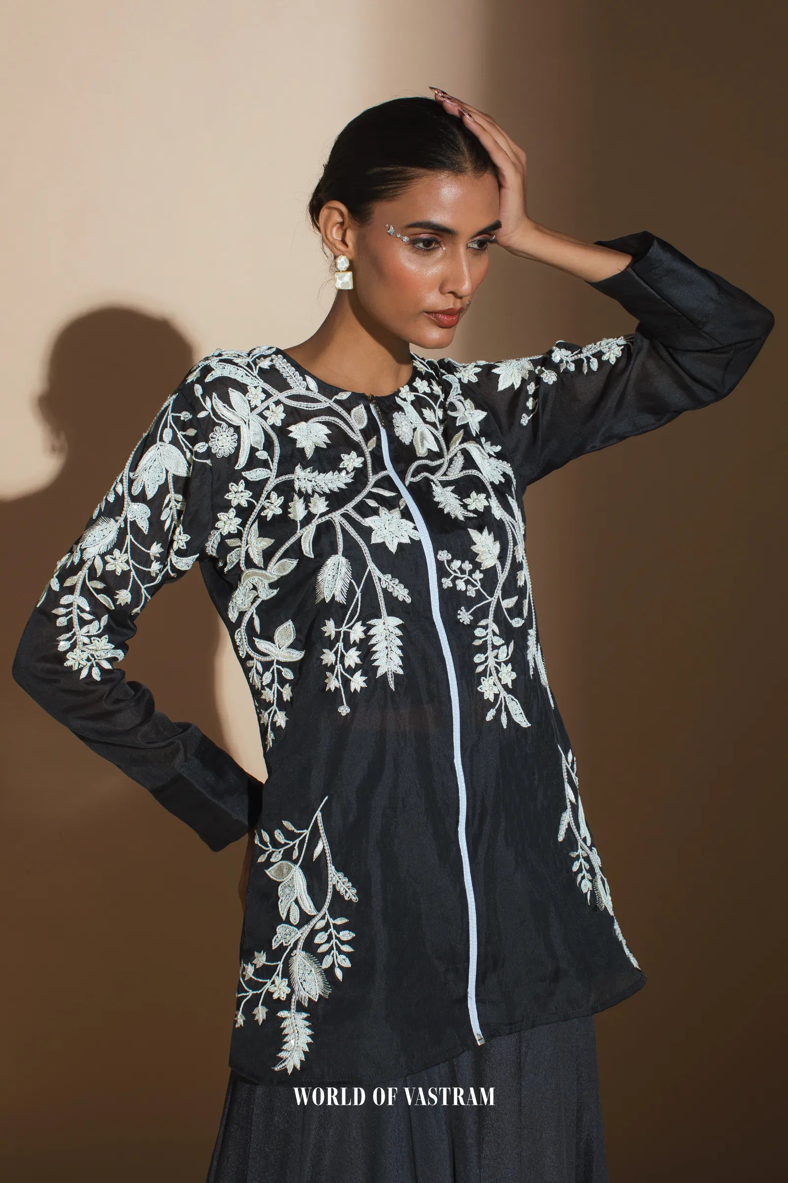 charcoal black zip top and pant set