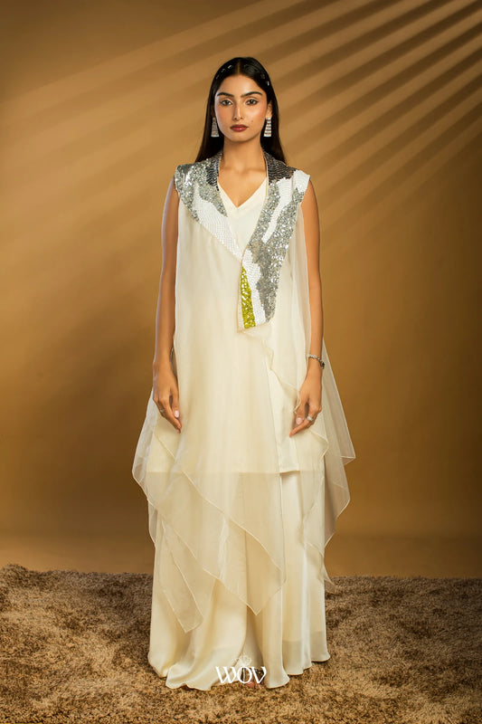 Ivory-white Indo-Western Dress
