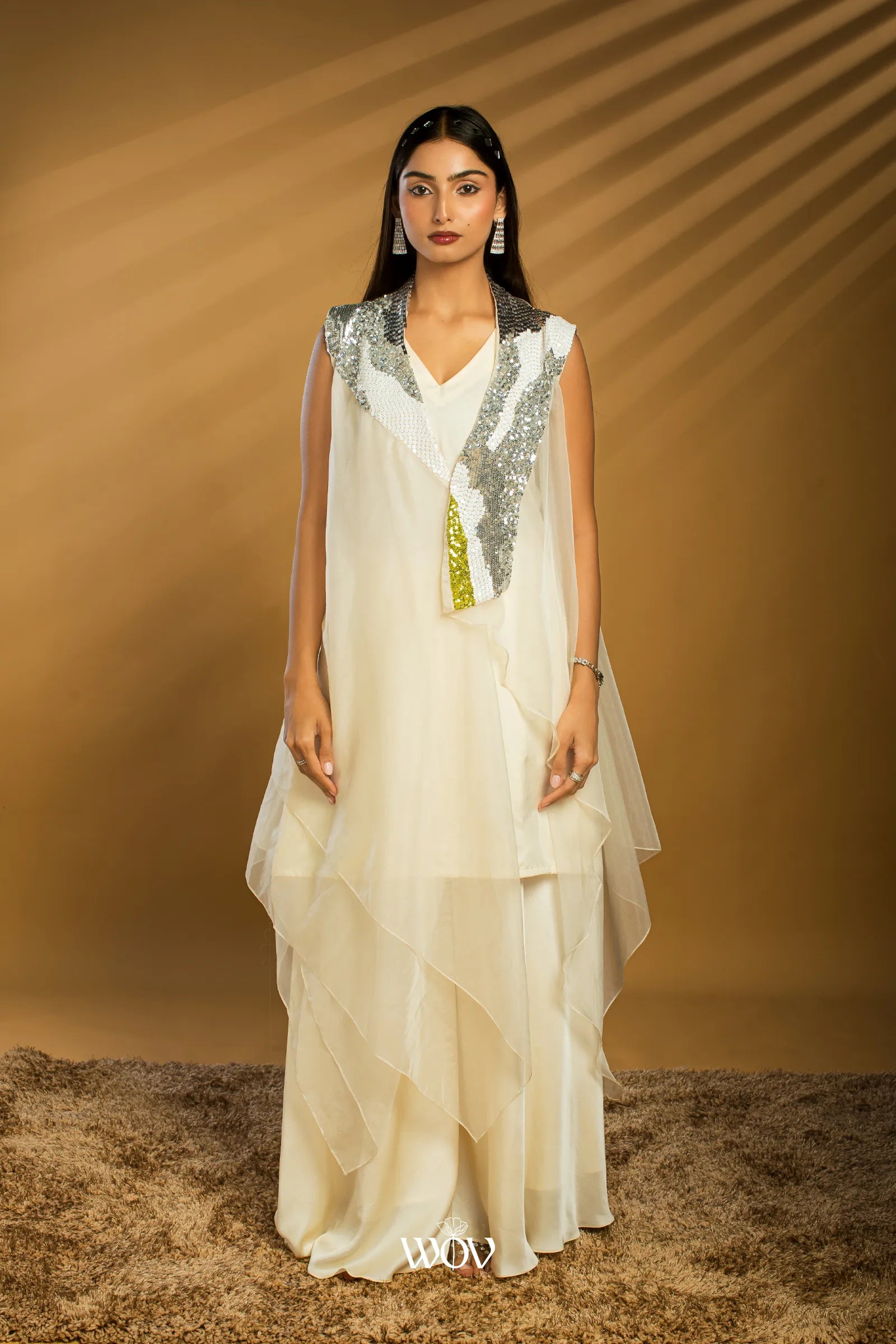 Ivory-white Indo-Western Dress