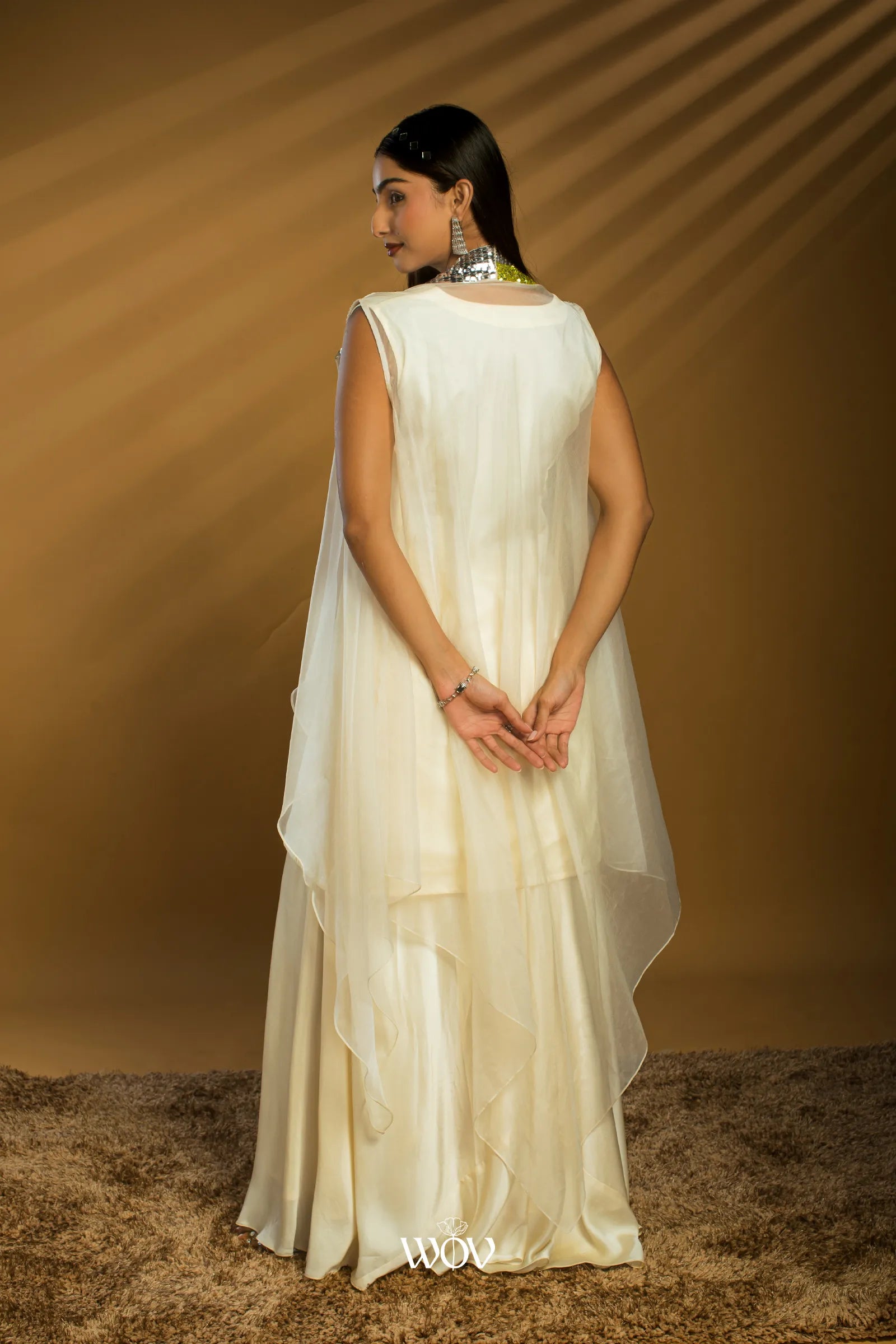 Ivory-white Indo-Western Dress