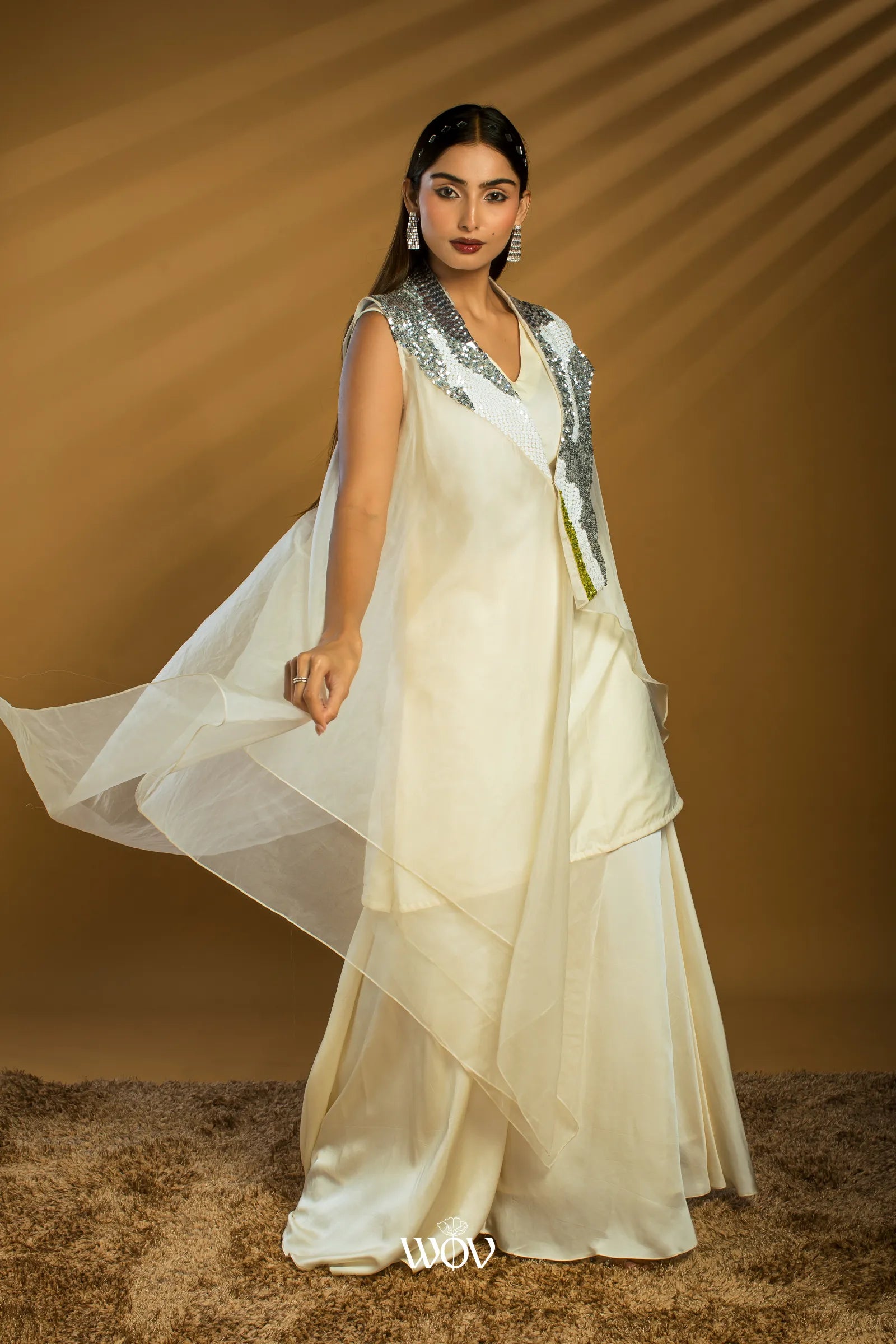 Ivory-white Indo-Western Dress