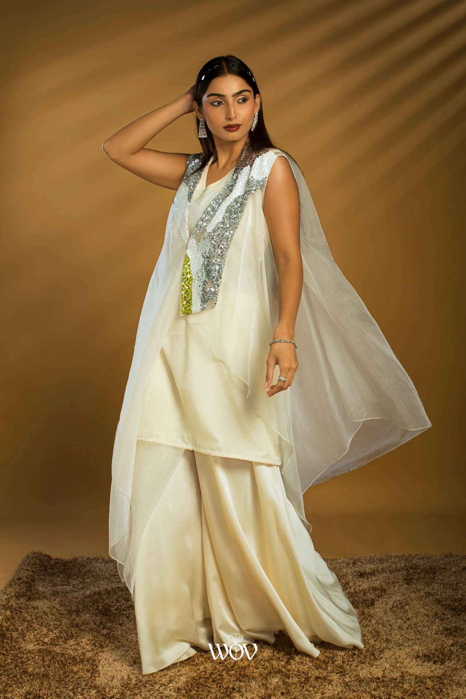Ivory-white Indo-Western Dress