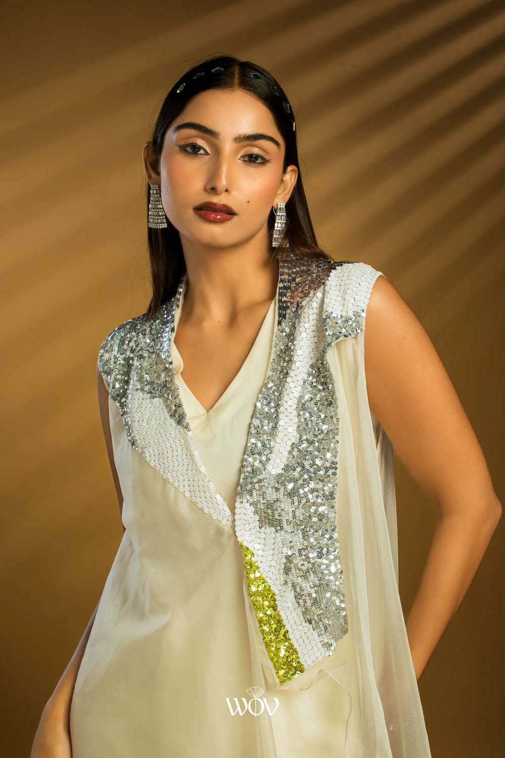 Ivory-white Indo-Western Dress