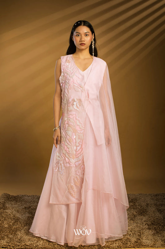 Blush-pink Indo-Western