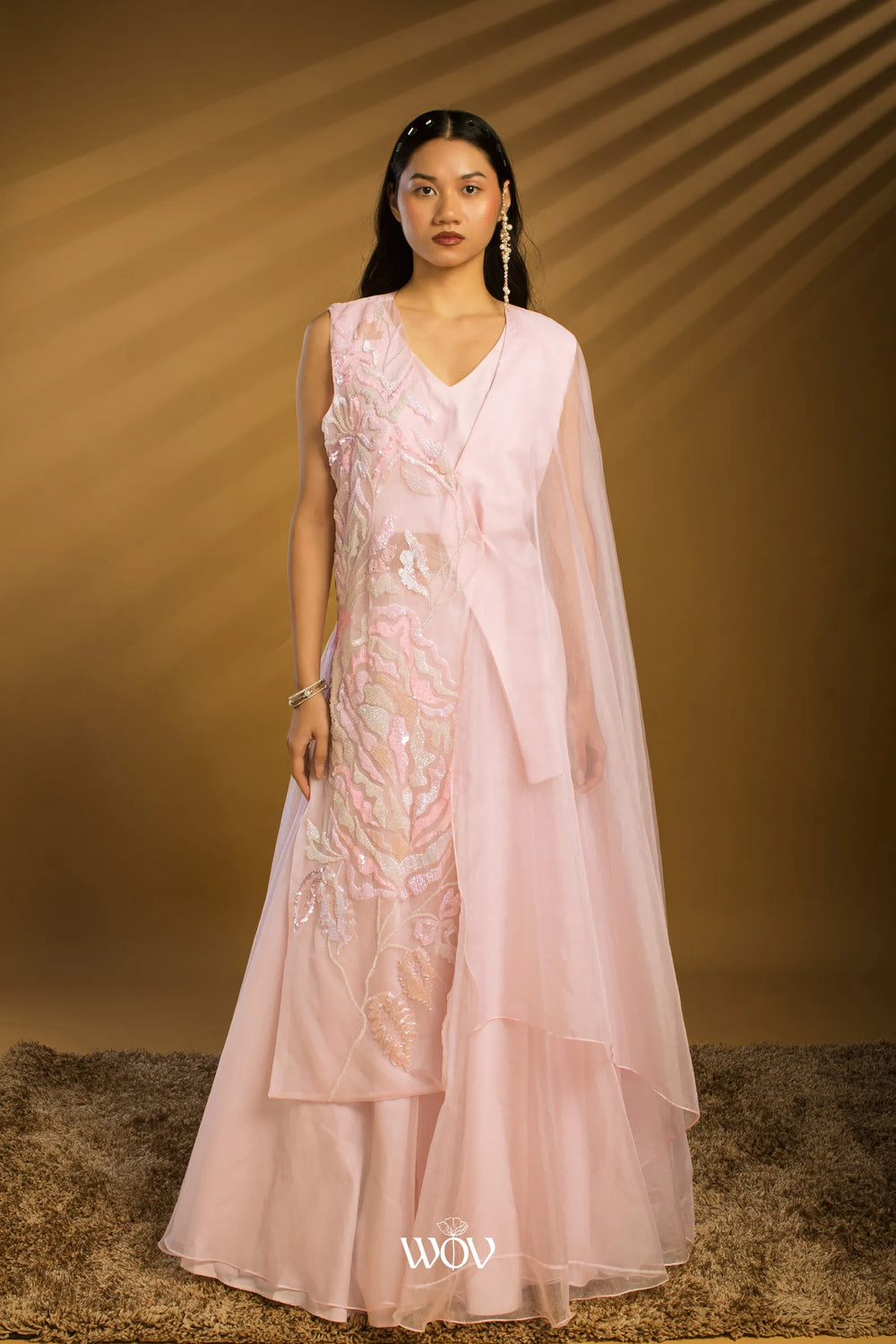 Blush-pink Indo-Western