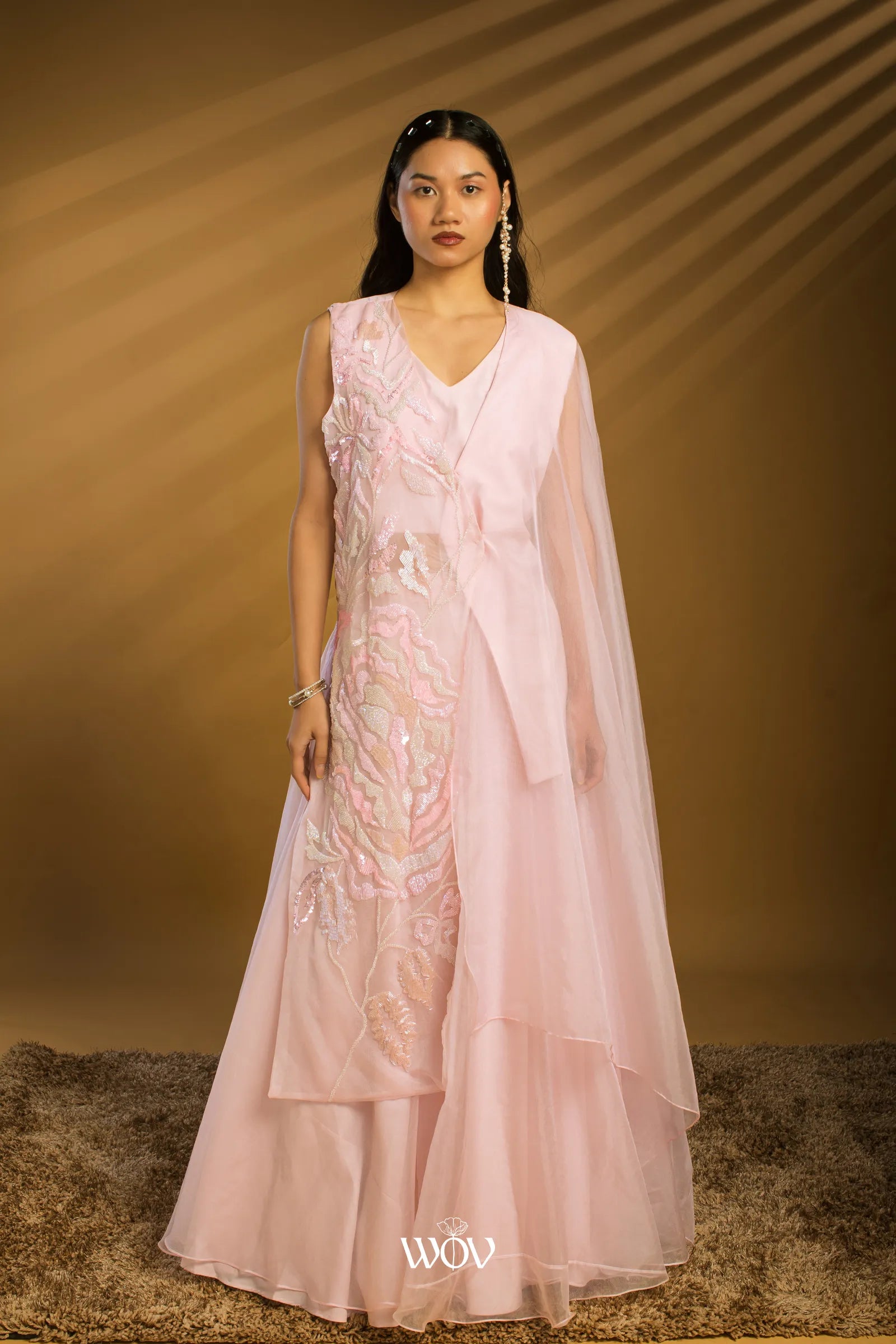 Blush-pink Indo-Western