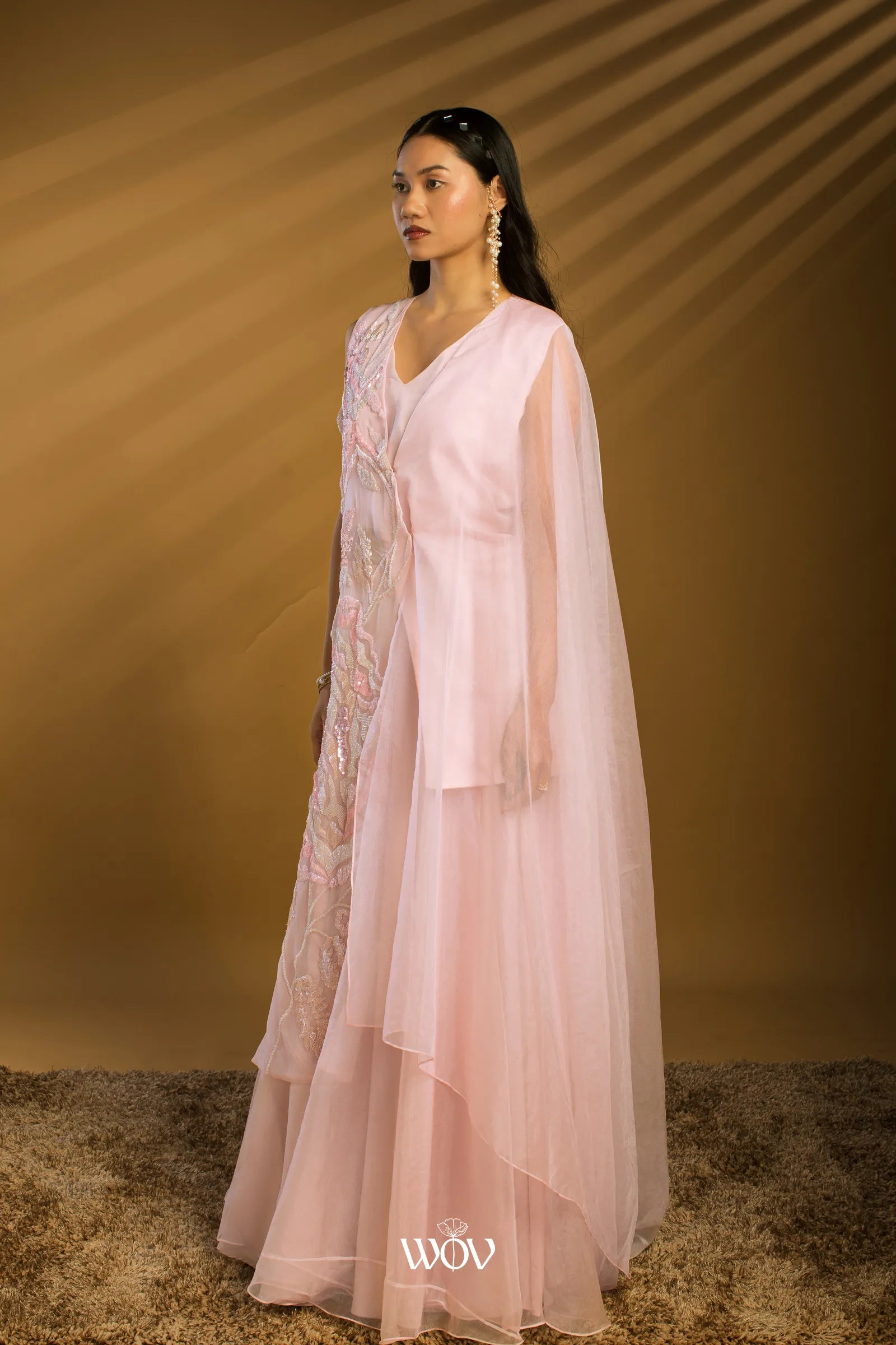 Blush-pink Indo-Western