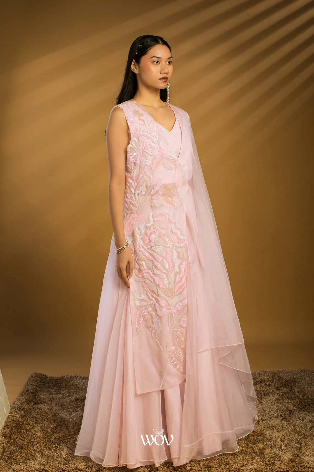 Blush-pink Indo-Western