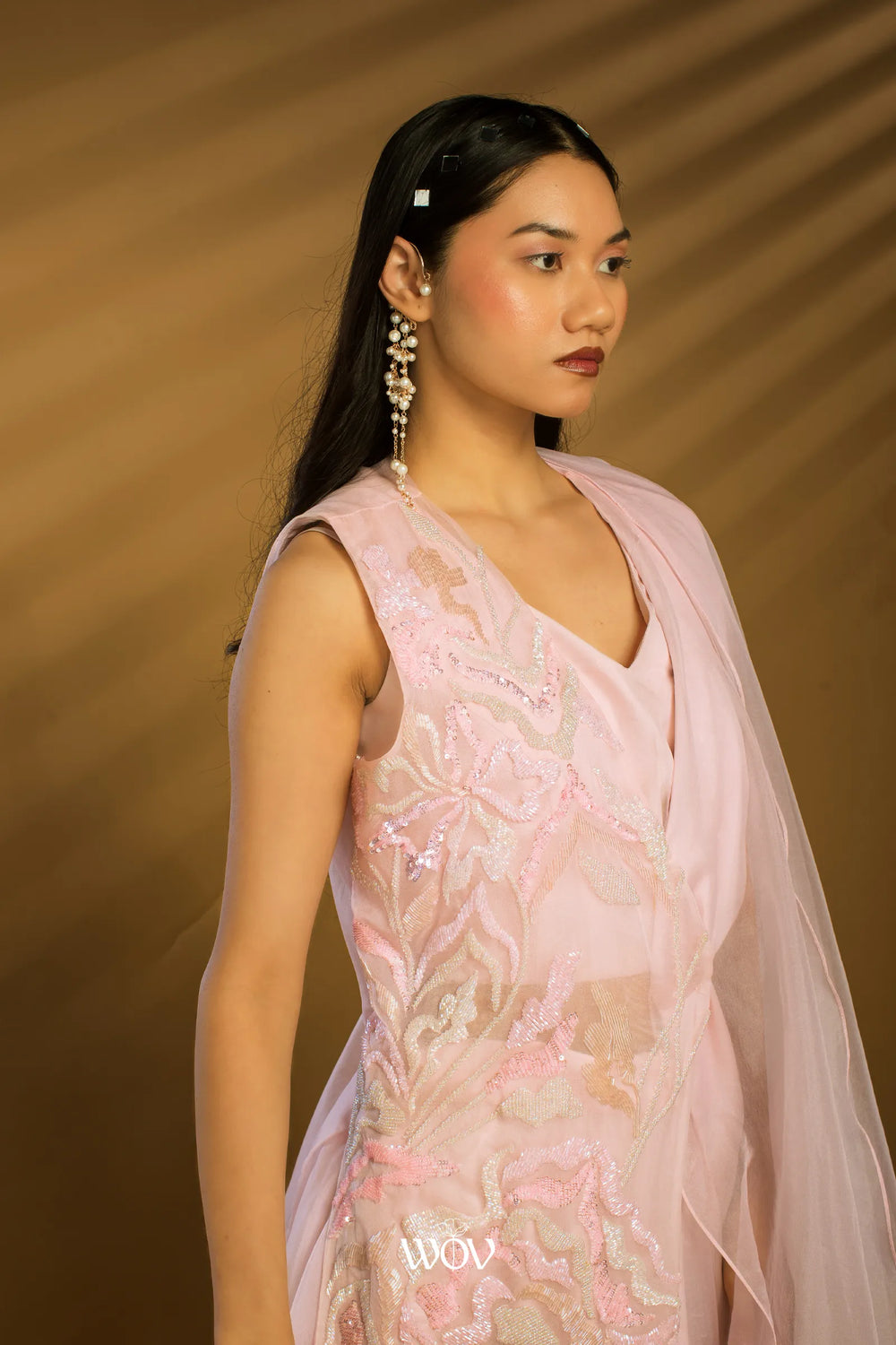 Blush-pink Indo-Western